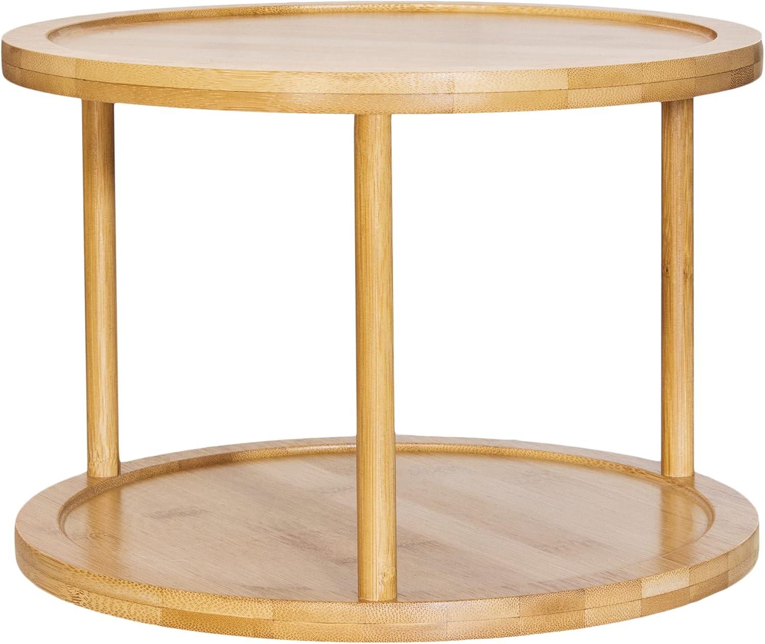 TB Home Two-Tier Bamboo 10" Lazy Susan Turntable for Cabinets, Countertop, Panty or Table