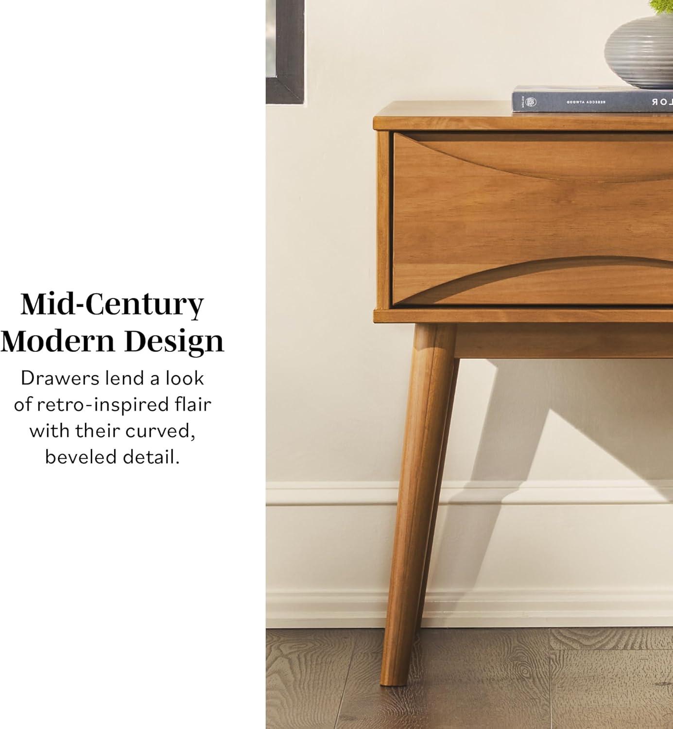 George Oliver Mid-Century Modern 1-Drawer Solid Wood Nightstand – Walnut