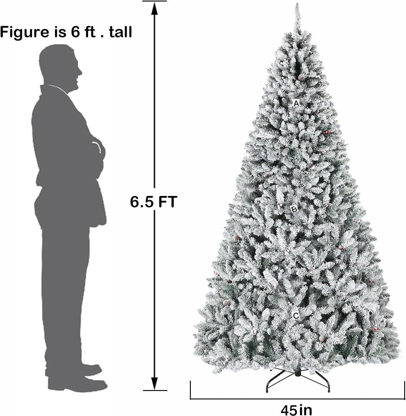 Home Accents Holiday 6.5 Ft. Pre-Lit LED Festive Pine Flocked Artificial Christmas Tree