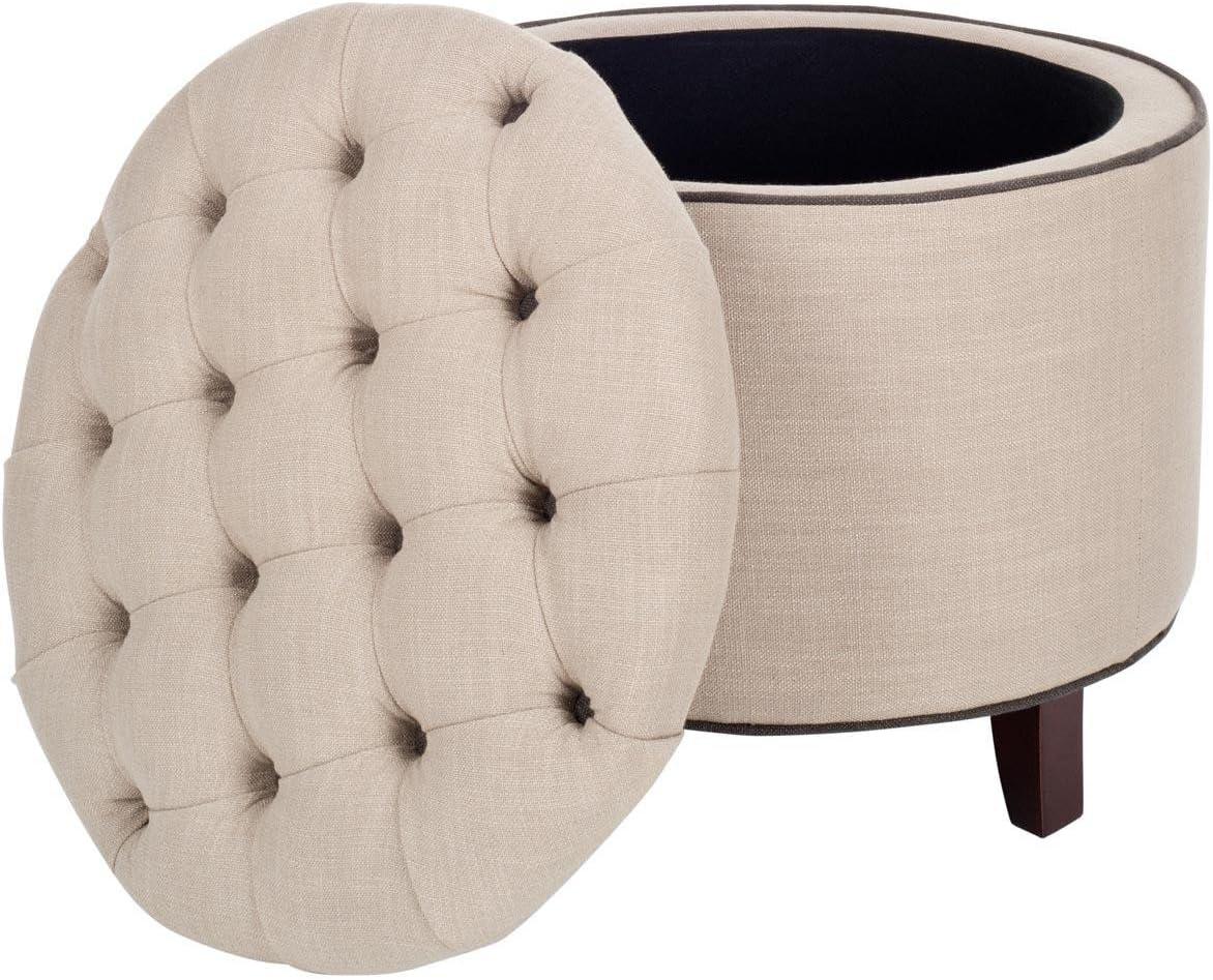 Amelia Tufted Storage Ottoman - Navy - Safavieh