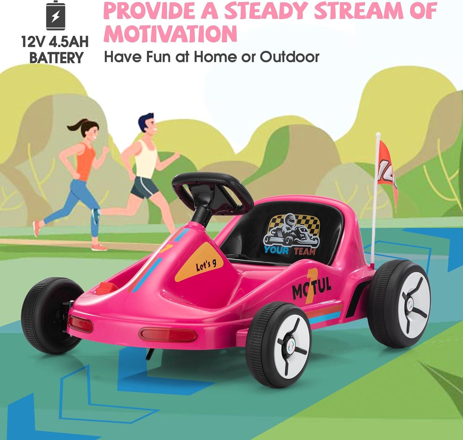 Tobbi 12v Kids Go Kart, Outdoor Battery Powered Ride On Car For Boys And Girls Aged 3-8, Childrens Electronic Toy Go Kart With 2 Speed Modes, Remote Control,bluetooth