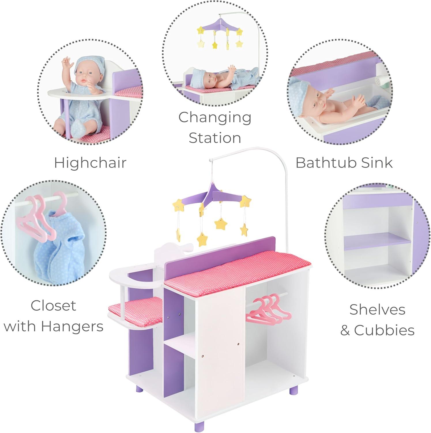 Teamson Kids Olivia's Little World Wooden Doll Changing Station