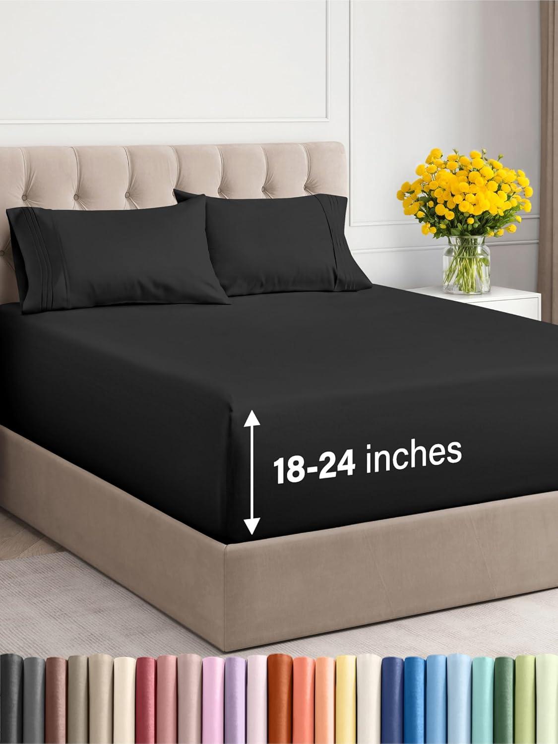 CGK Linens Extra Deep Pocket luxury Sheet Set - Solid Ultra Soft & Cooling Sheet Sets