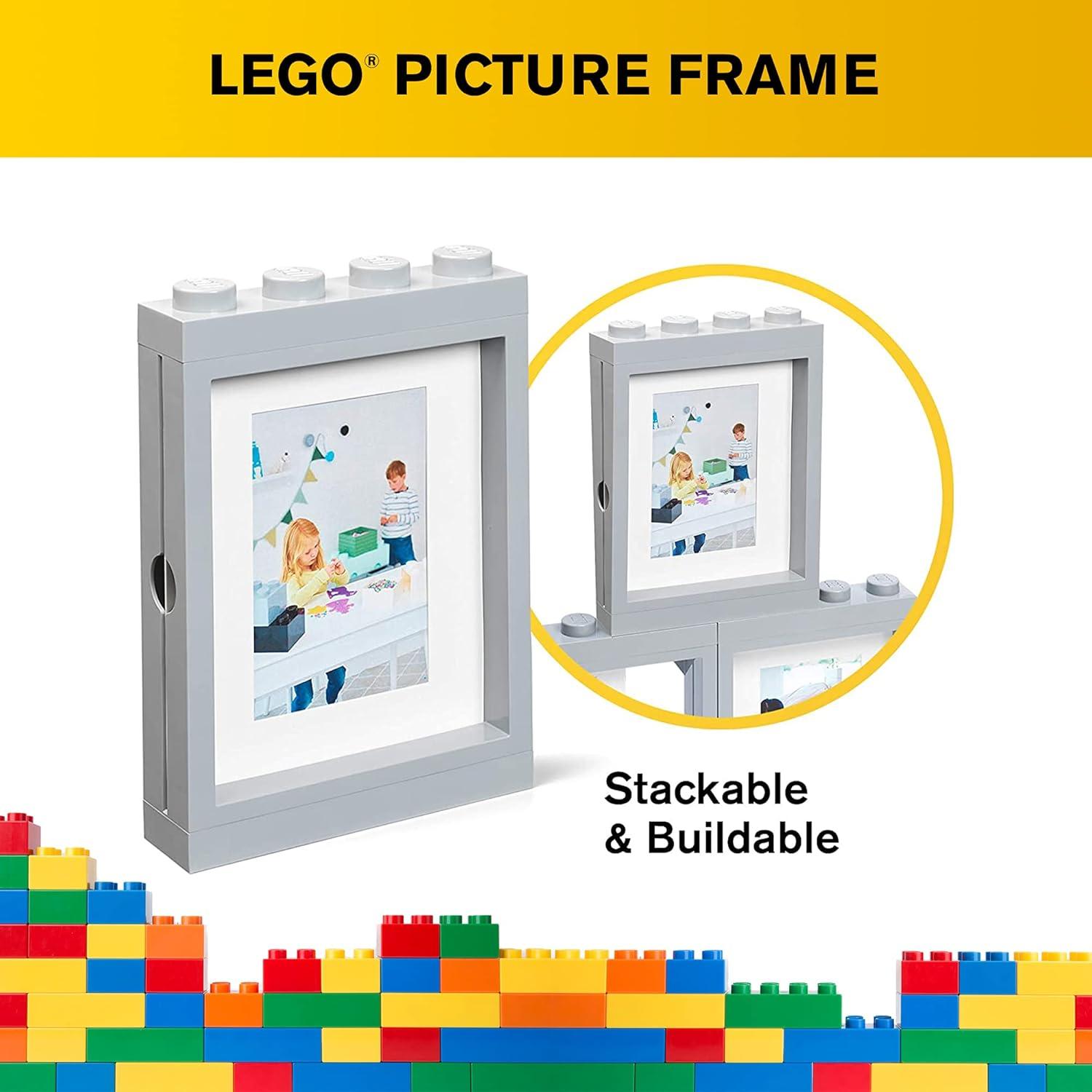 Room Copenhagen Lego Picture Frame - Stackable, Tabletop or Wall Display Photo Frame - Grey
