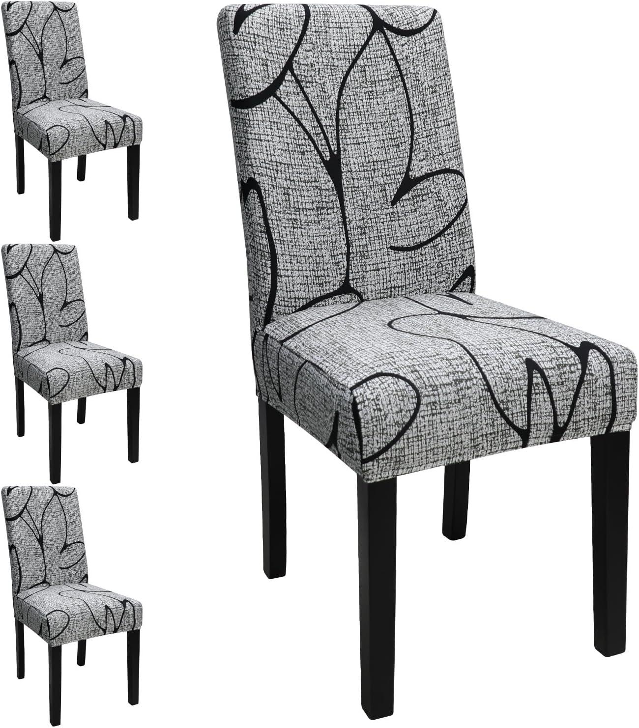 Chair Covers for Dining Room 4 Pack, Solid Stretch Dining Chair Covers, Washable Kitchen Slip Covers, Parson Chair Covers Set of 4 (Gray Lotus, 4 Pack)