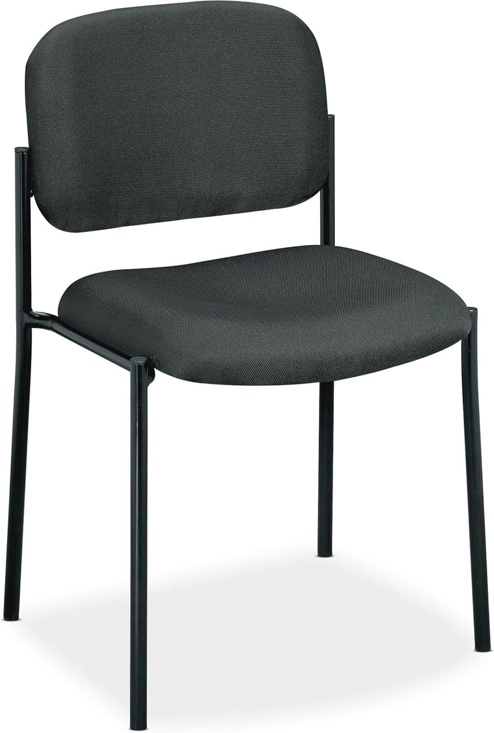 Contemporary Charcoal Fabric Stacking Guest Chair with Metal Frame