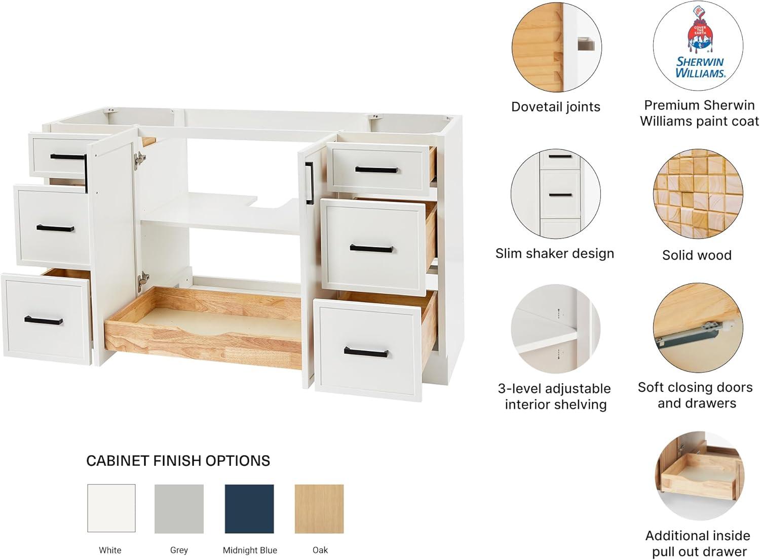 ARIEL Kelley 54 Single Bathroom Vanity Base Only