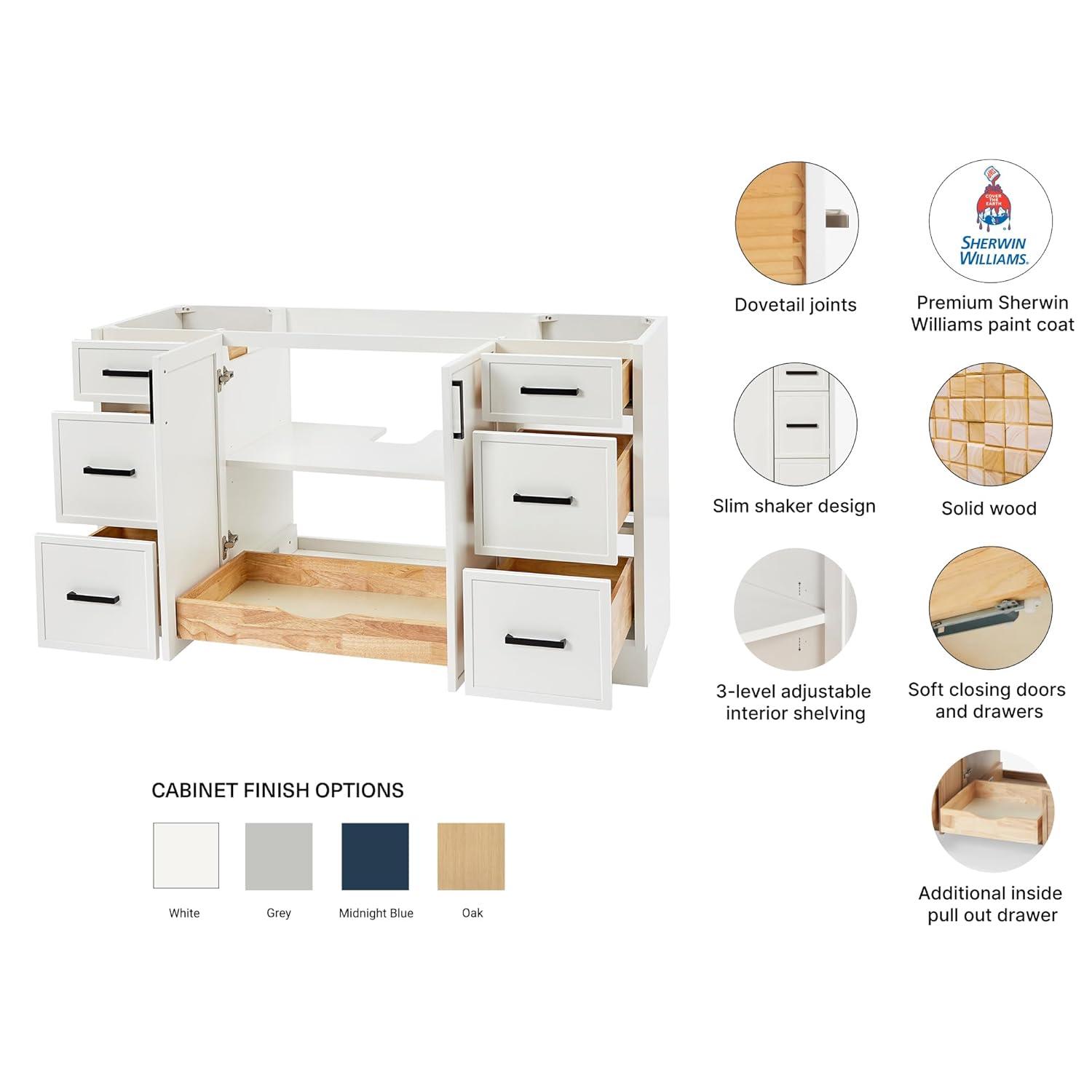 ARIEL Kelley 54 Single Bathroom Vanity Base Only