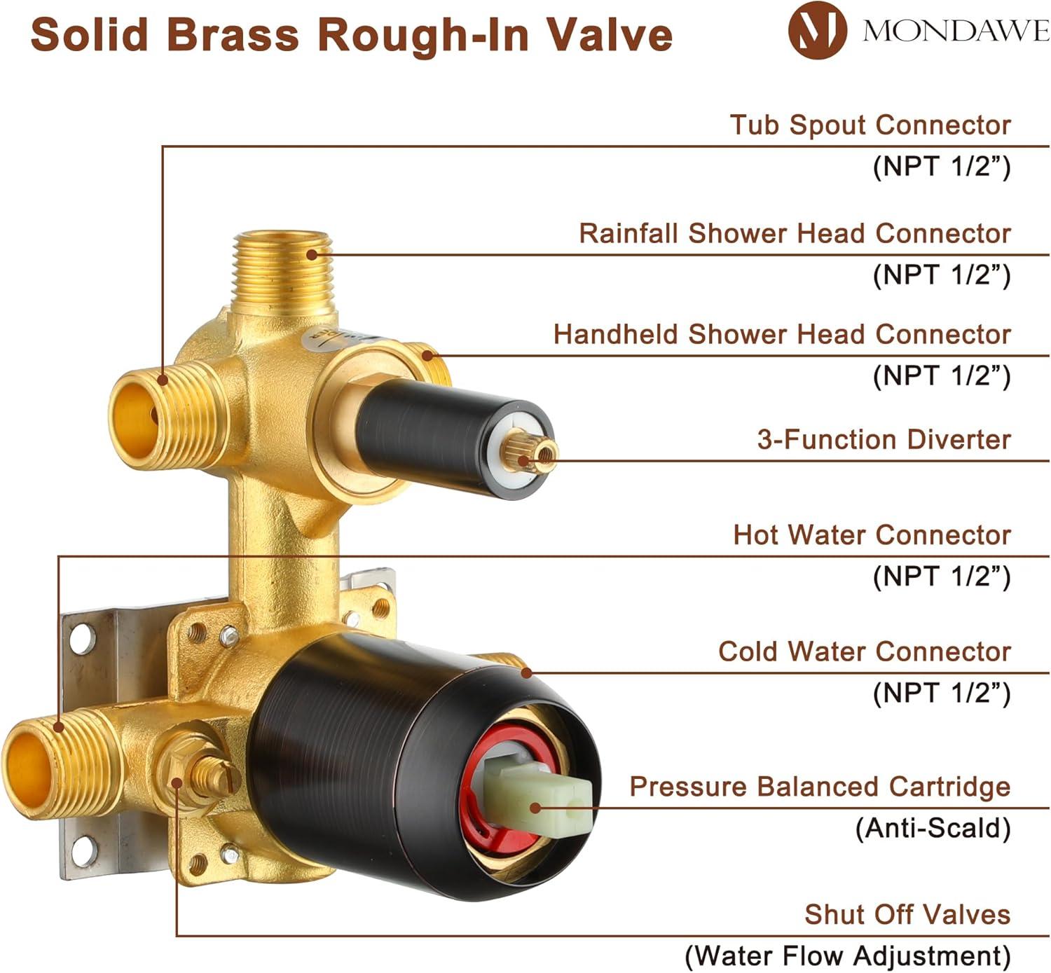 mondawe Calliope Wall Mounted 2-Function Retro Pressure-Balanced Shower System with 3 Setting Handheld MD-A3815-ORB