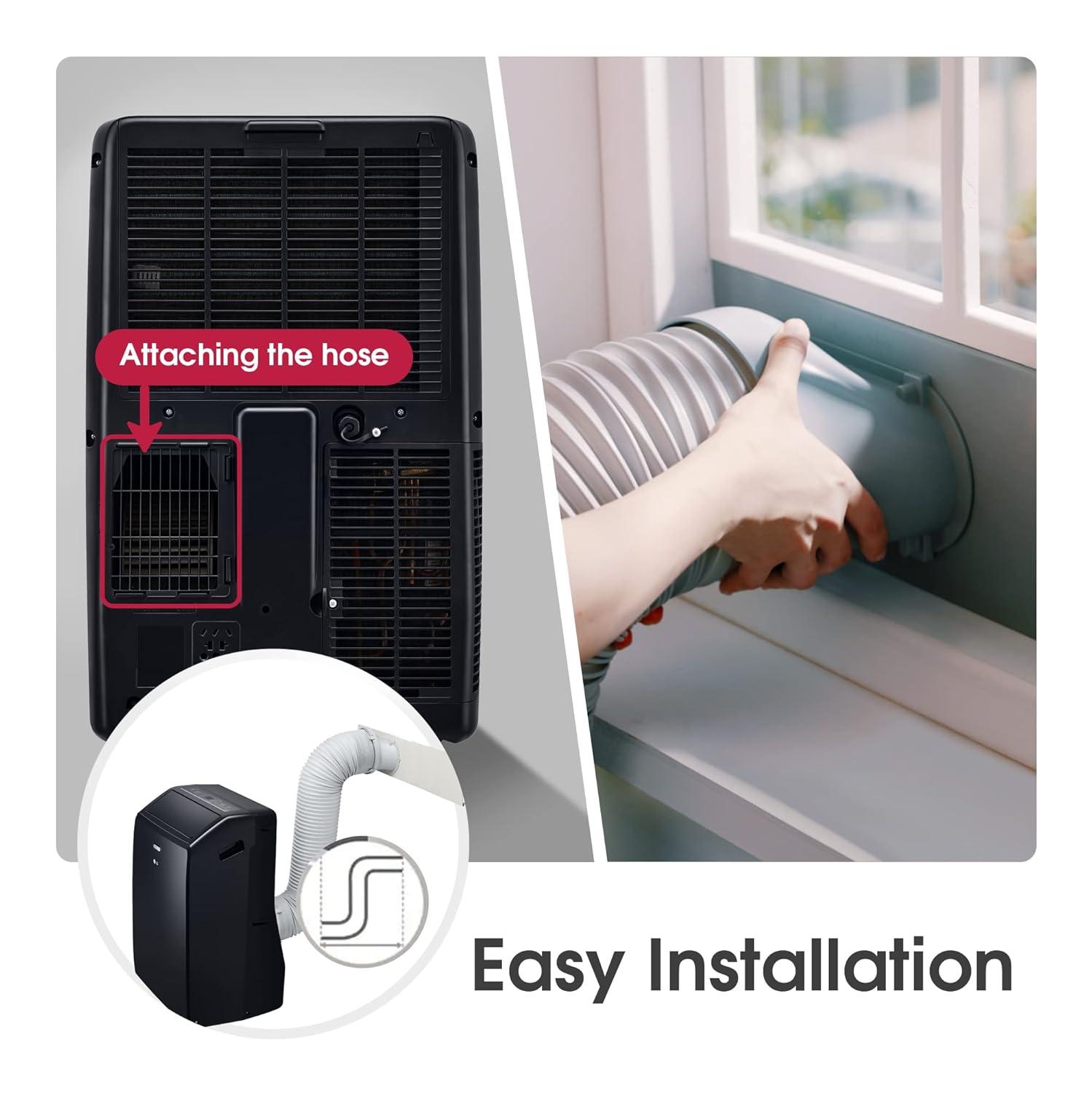 LG 8000 BTU (DOE) / (12000 ASHRAE) Portable Air Conditioners Cools 350 Sqft Easy Install & WiFi App Remote Eco-friendly, Quiet Small & Medium Room Air Conditioner AC Unit Home Gray LP0823GSSM