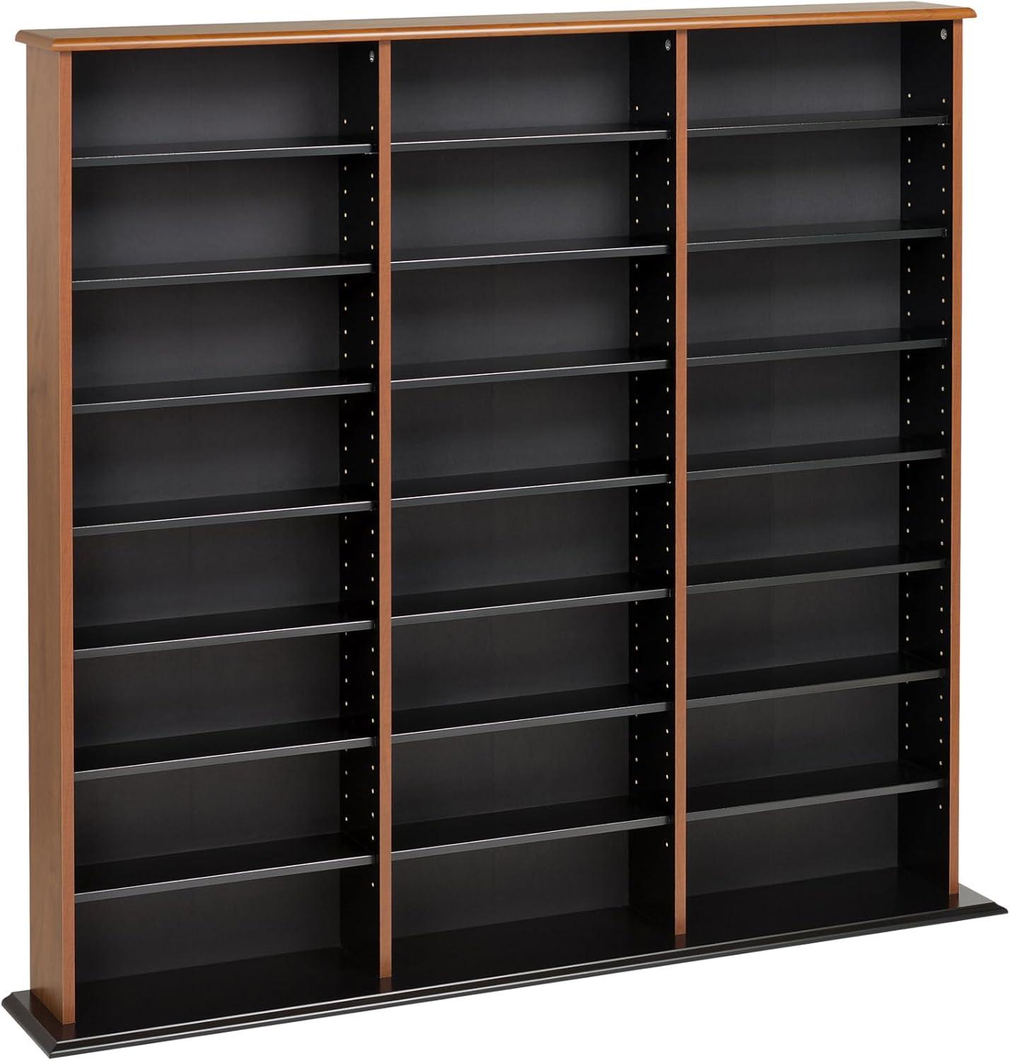 Prepac Triple Width Wall Storage Cherry & Black : Holds 960 CDs, 405 DVDs, Adjustable 24 Shelves