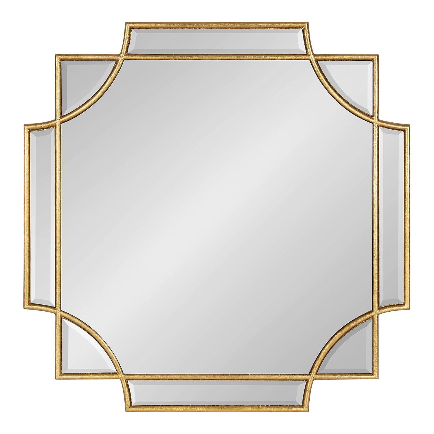 Kate and Laurel Minuette Glam Square Wall Mirror, 24" x 24", Gold, Elegant Traditional Home Decor With A Boho Charm