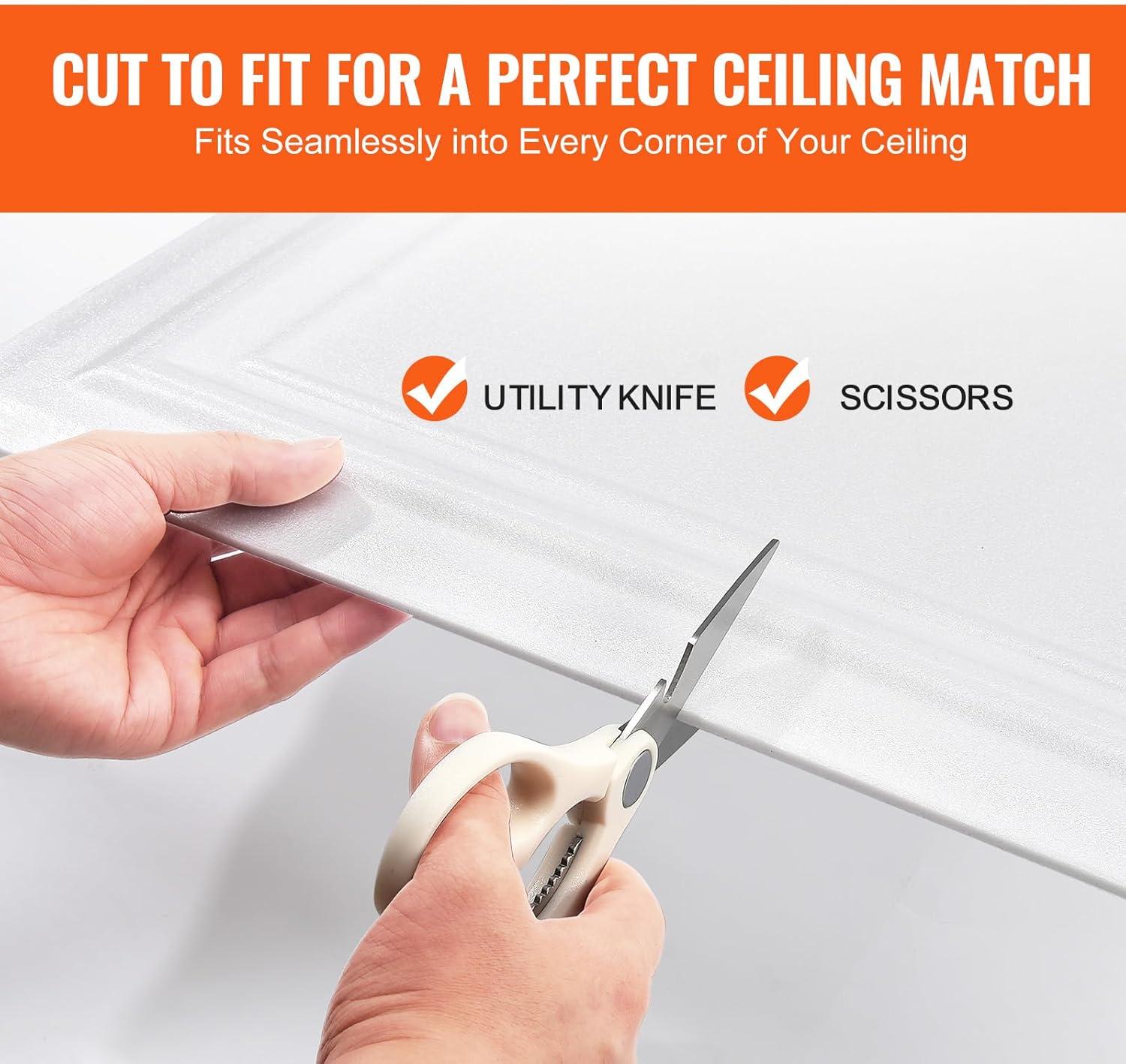 White Polystyrene 20" x 20" Ceiling Tiles, 16-Pack