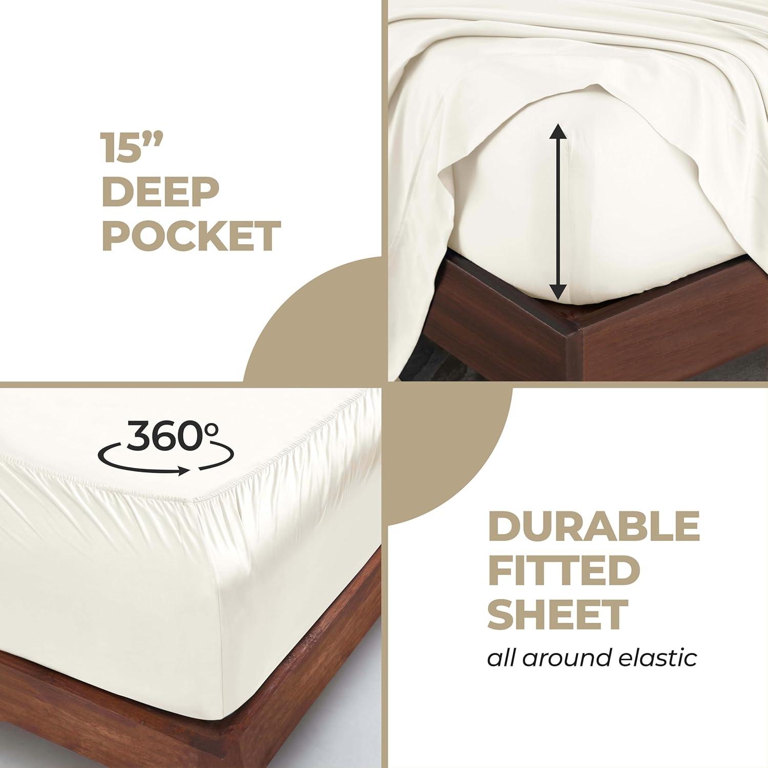 Superior Modal From Beechwood 300 Thread Count Lightweight Cooling Solid Deep Pocket Bed Sheet Set
