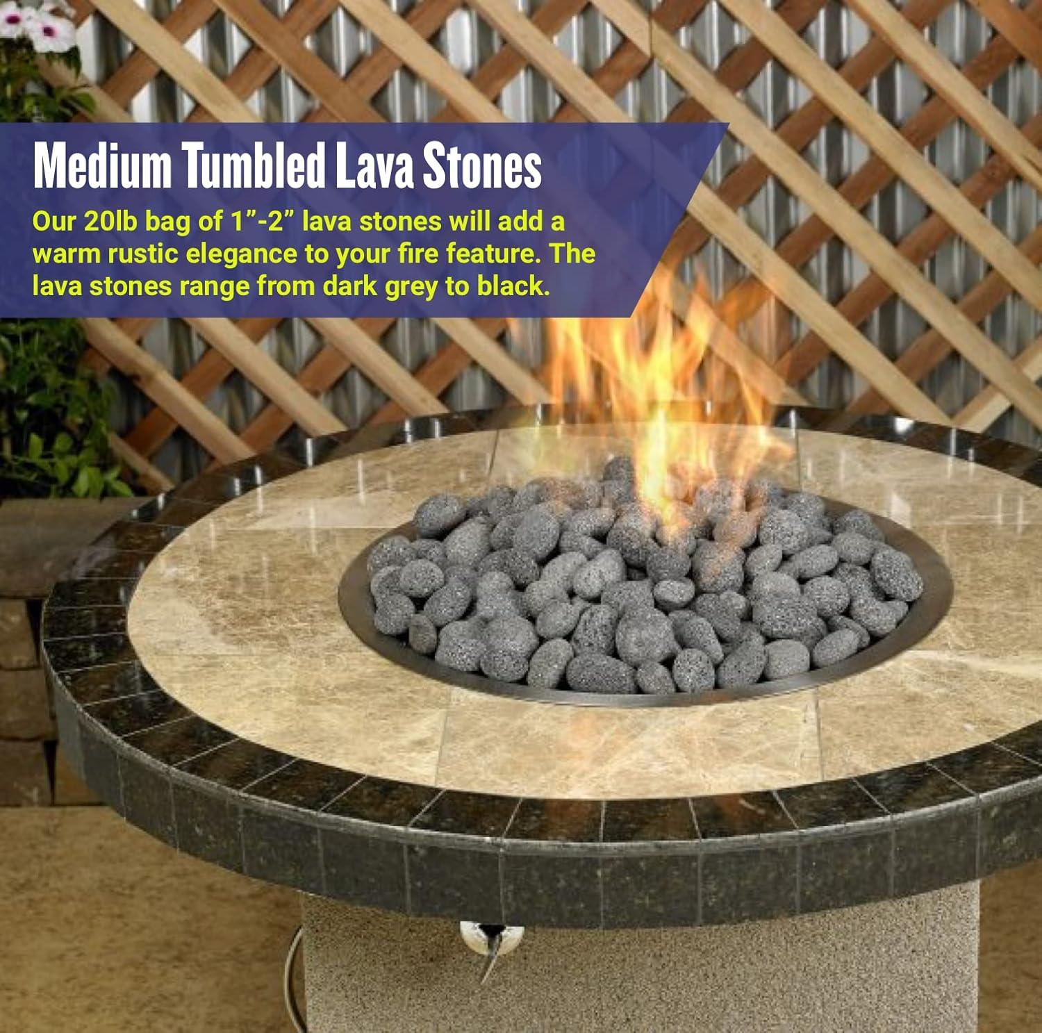 Medium Lava Stone (Tumbled) Gray / Black 1 in. - 2 in. 20 lbs. Bag