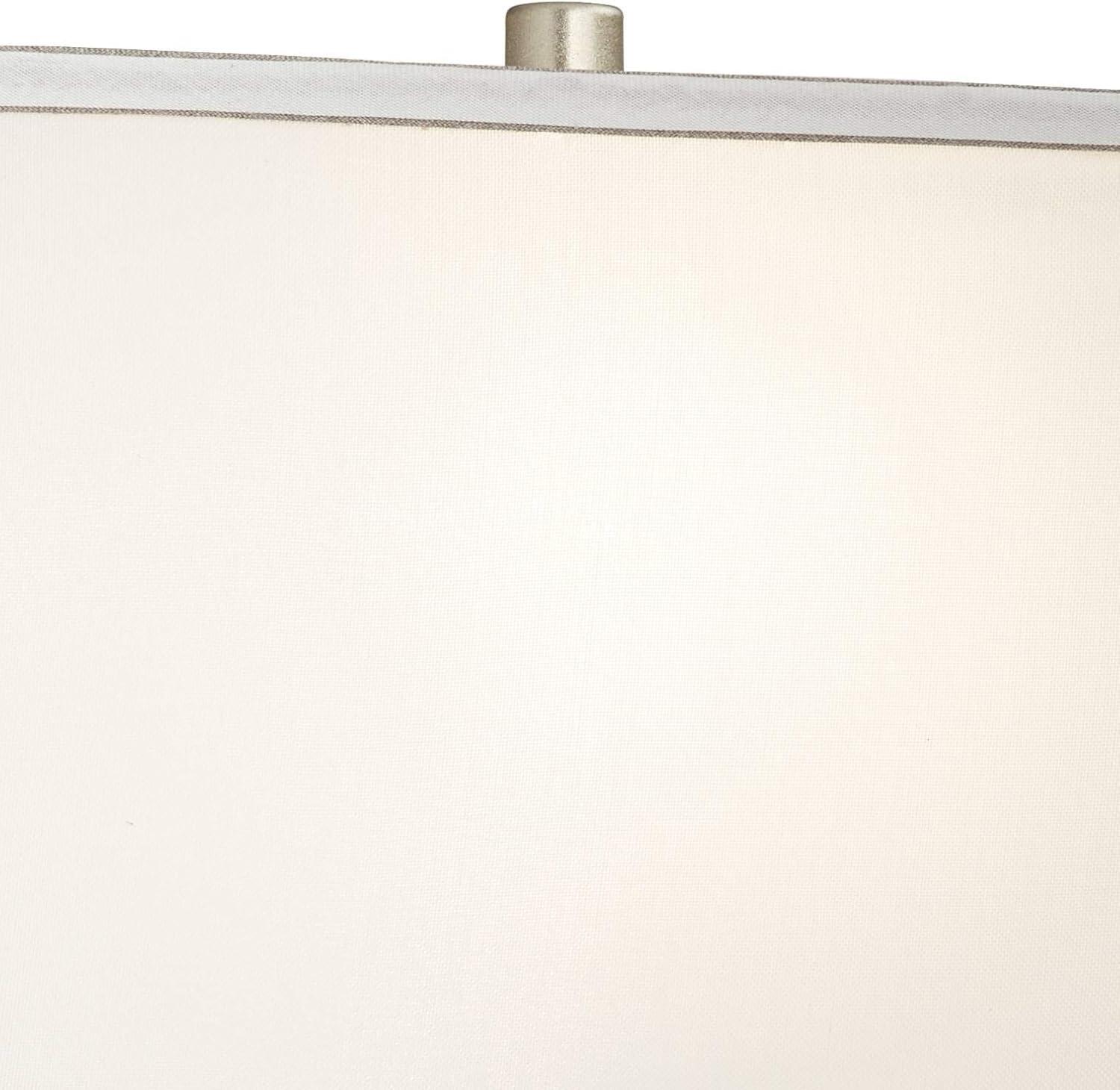 360 Lighting Evan Modern Table Lamps 28 1/2" Tall Set of 2 Brushed Nickel with USB Charging Port White Rectangular Shade for Bedroom Living Room House