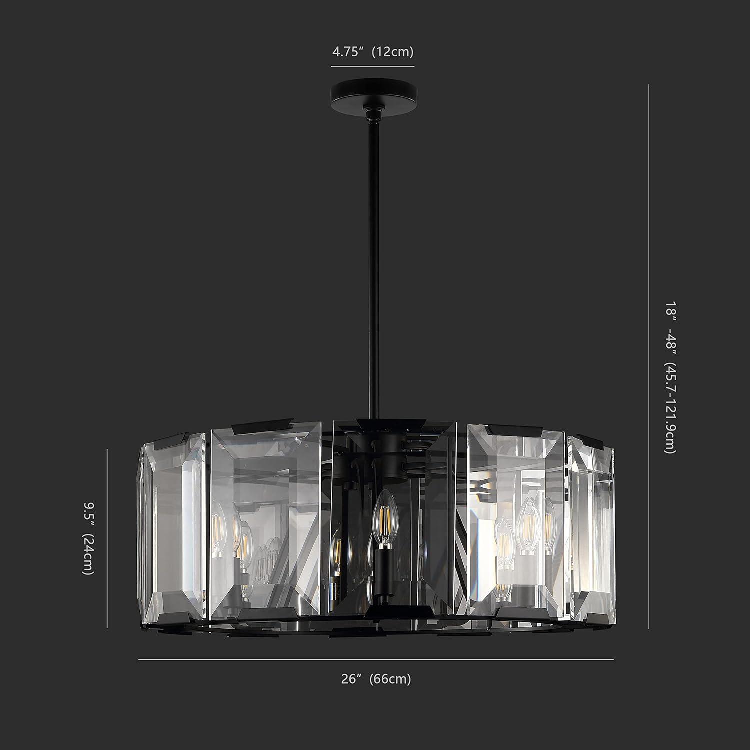 Esperanza Sleek Black Metal and Emerald-Cut Crystal Chandelier