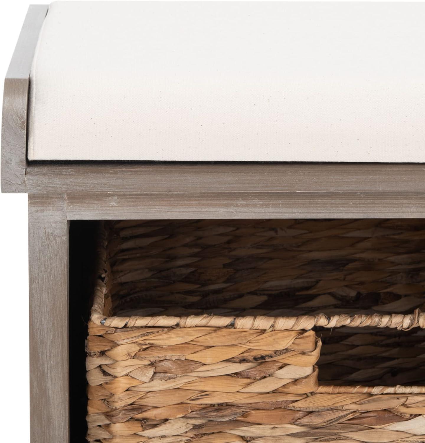 Freddy Wicker Storage Bench - AMH5736 - White Wash - Safavieh