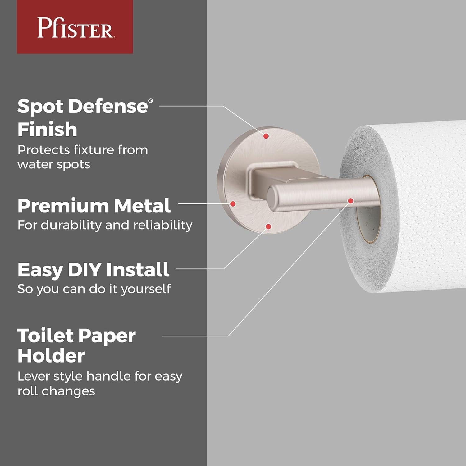 Pfister Capistrano Toilet Paper Holder, Bathroom Tissue Roll Holder, Wall-Mounted, Screw-in, Spot Defense Brushed Nickel Finish, BPHCSO0GS