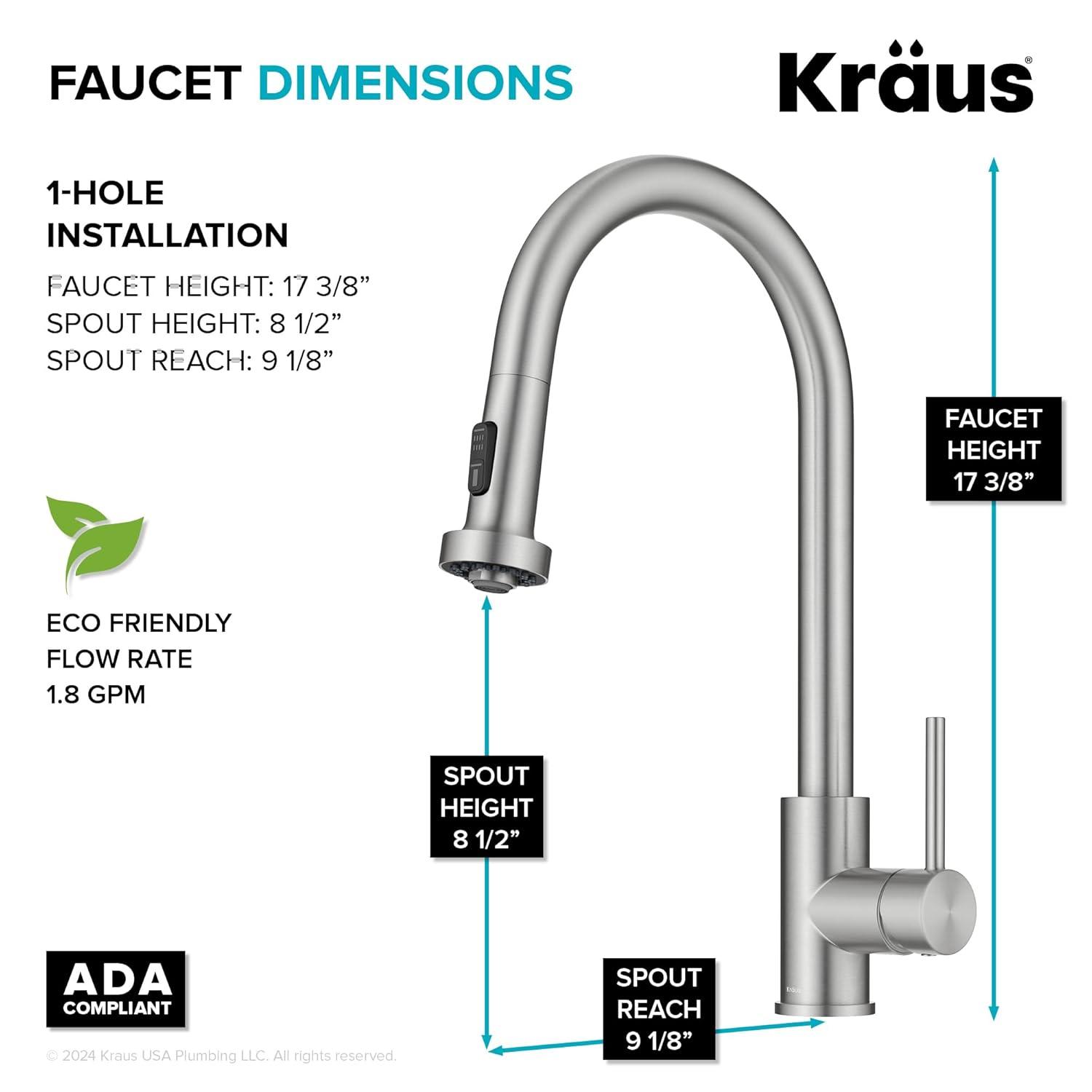 KRAUS Bolden Motion Sensor Single Handle Pull Down Touchless Kitchen Faucet