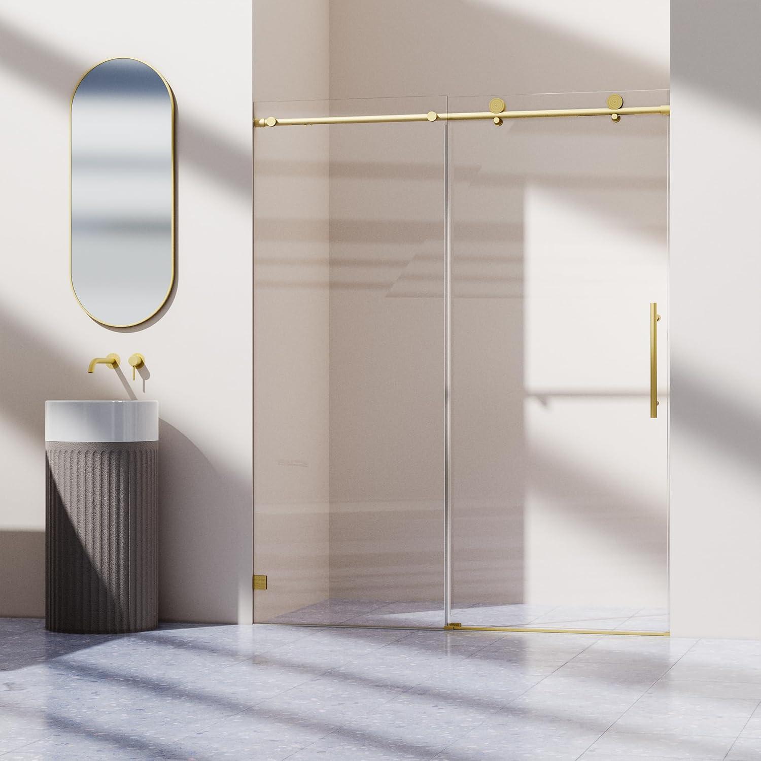 Dimorphos 56-60"W x 76"H Frameless Double Sliding Shower Door with 10mm Tempered Glass Door 11DD161822LL