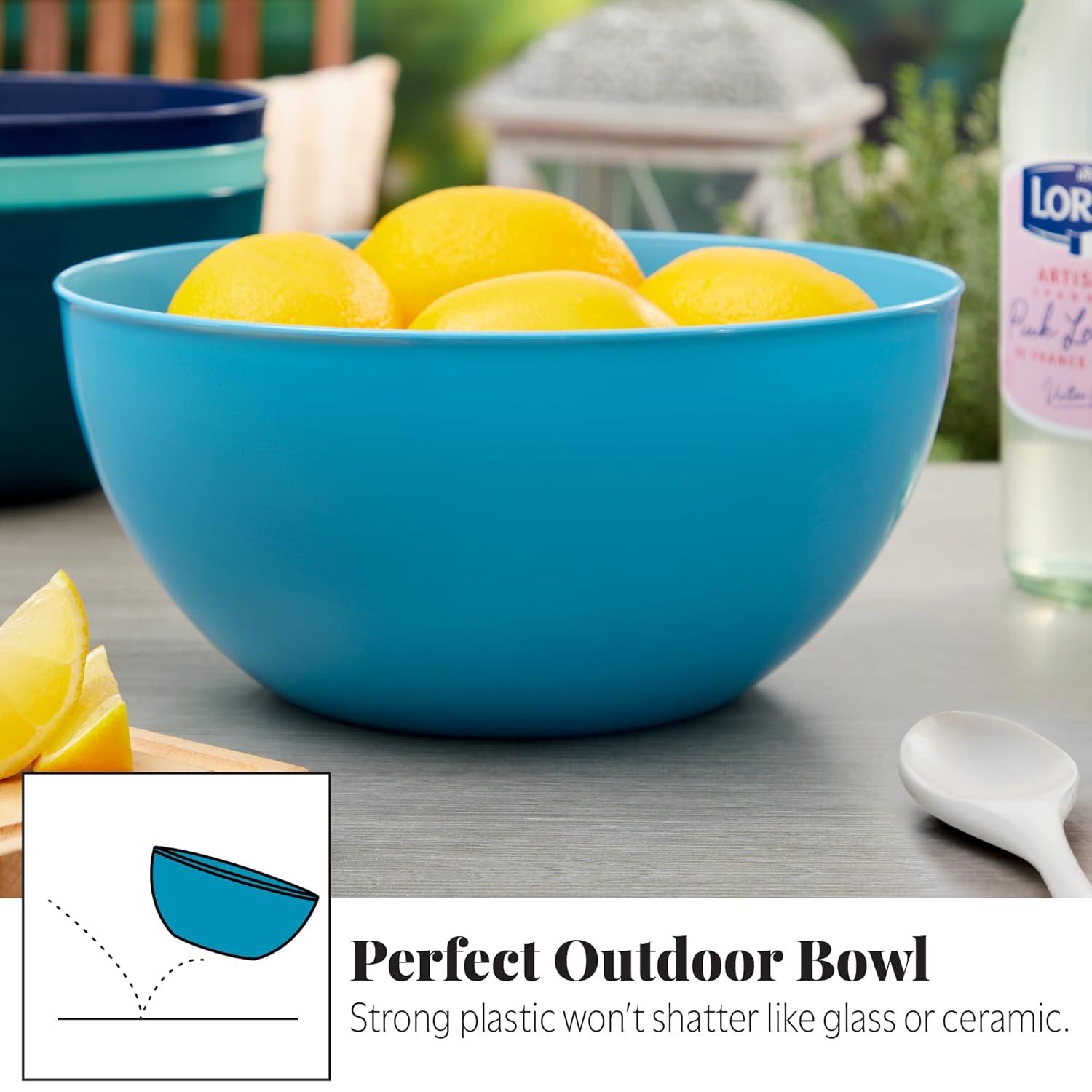 US Acrylic Vista Durable Plastic Salad and Serving 10-inch Bowls | Set of 4 in Coastal Colors | Reusable, BPA-free, Made in the USA | 135 oz. capacity