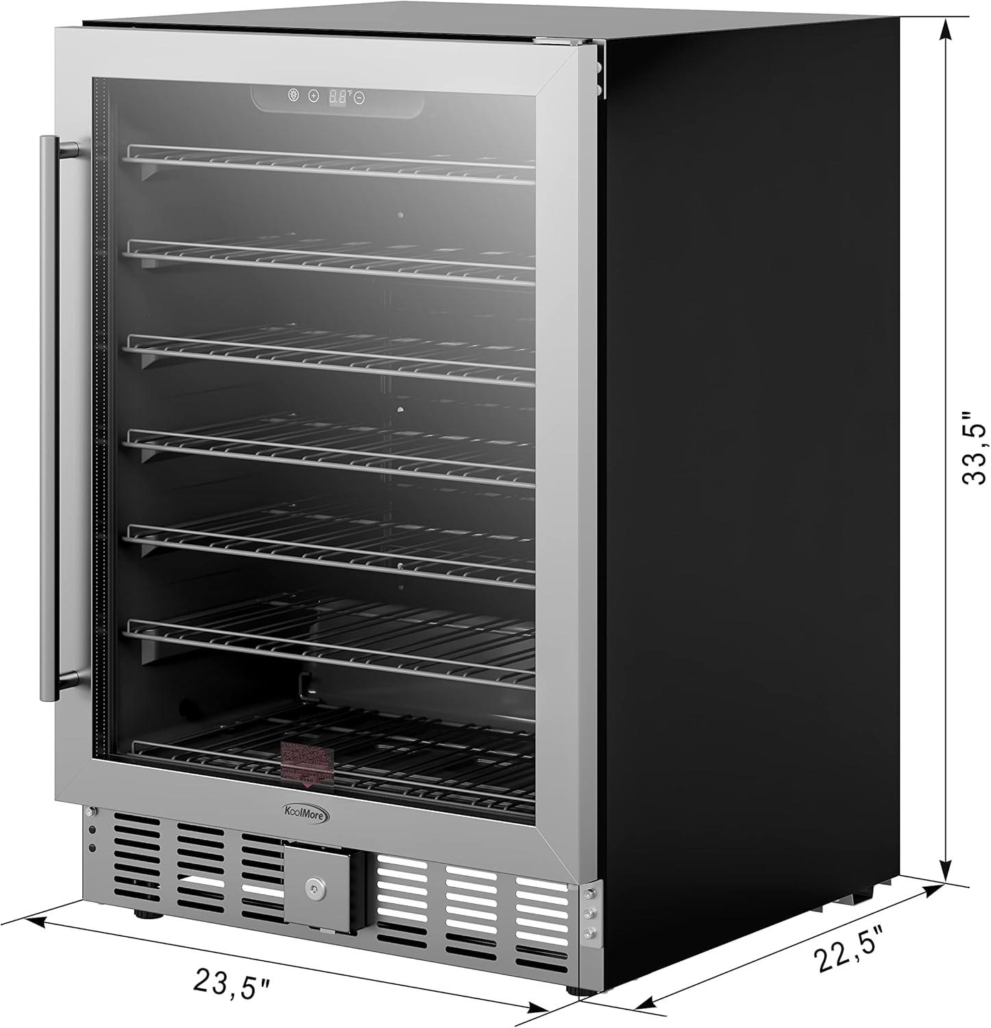 KoolMore 23.4 in. Stainless Steel, Solid-Door Built-In Refrigerator and Beverage Cooler, 5 Cu. ft.