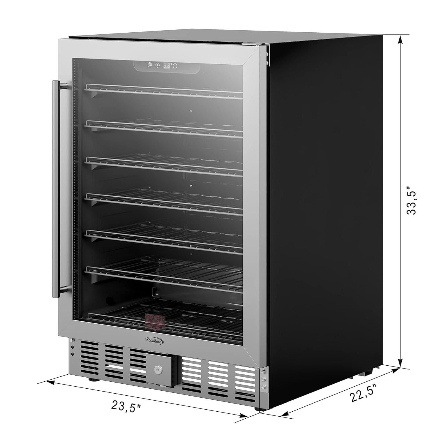 KoolMore 23.4 in. Stainless Steel, Solid-Door Built-In Refrigerator and Beverage Cooler, 5 Cu. ft.