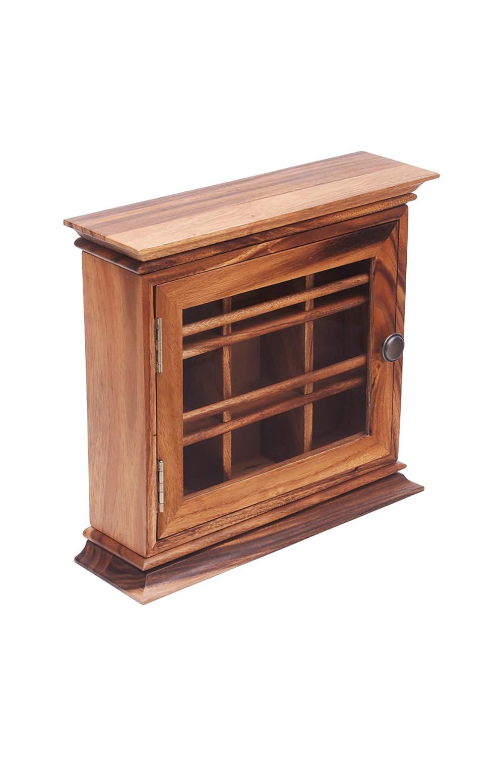 Ironwood Gourmet Acacia Wood Hanging Tea Chest with Glass Door
