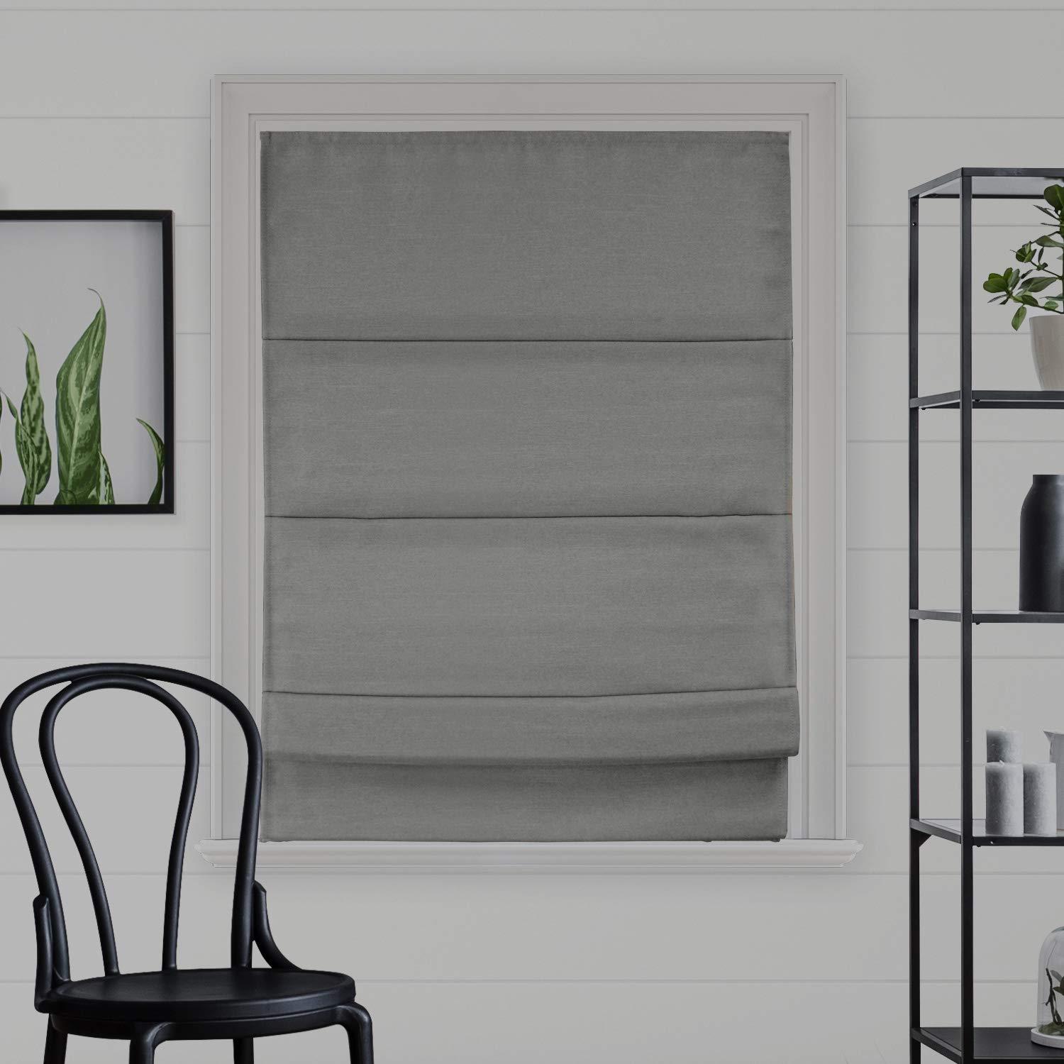 27"x64" Chicology Blackout Roman Shade Pearl Gray