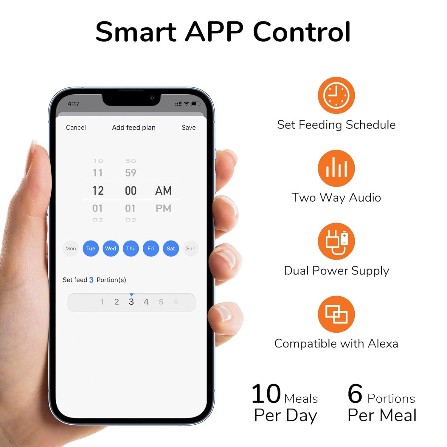 Automatic Cat Feeder, 2 In 1 Automatic Pet Feeders With Camera And Audio, Support DIY Meals And Timed Control Wifi Cat Food Dispenser, Suit For Cat And Dog