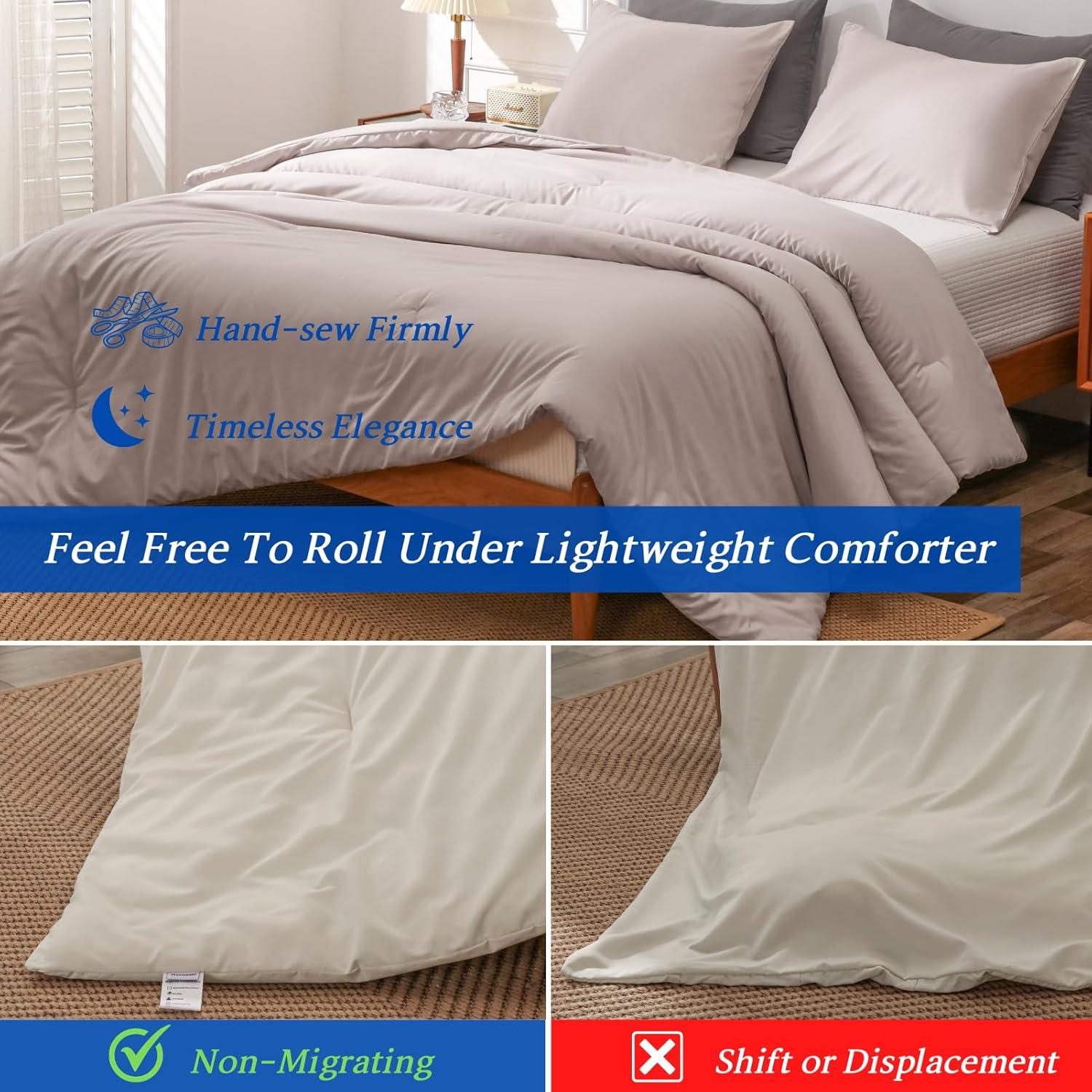 SPRINDAY Queen Comforter Set For Adult, 3 Piece Sage Green Comforter Sets & Bedding For All Season