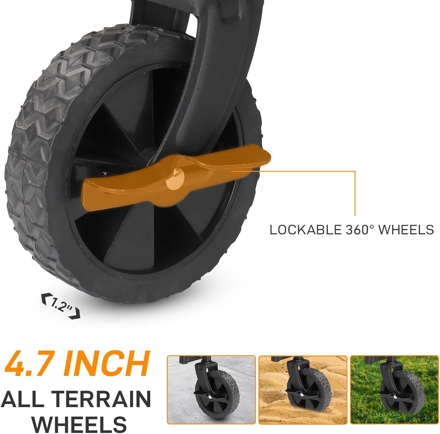 Collapsible Wagon with Big Wheels for Sand, Grocery, Garden, Park, Picnic, Camping, Beach Trip