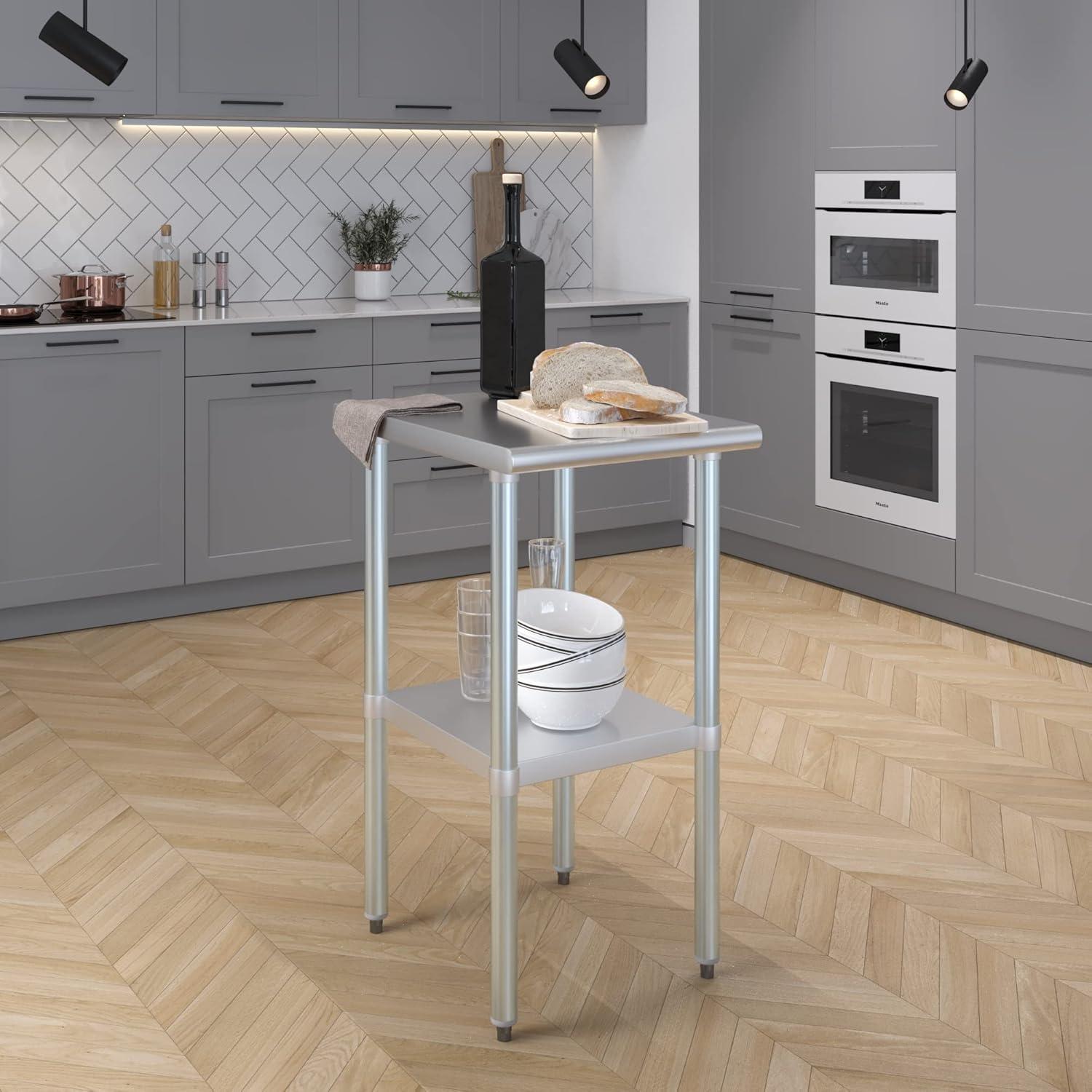 Stainless Steel Table with Undershelf. Metal Prep Table. NSF.