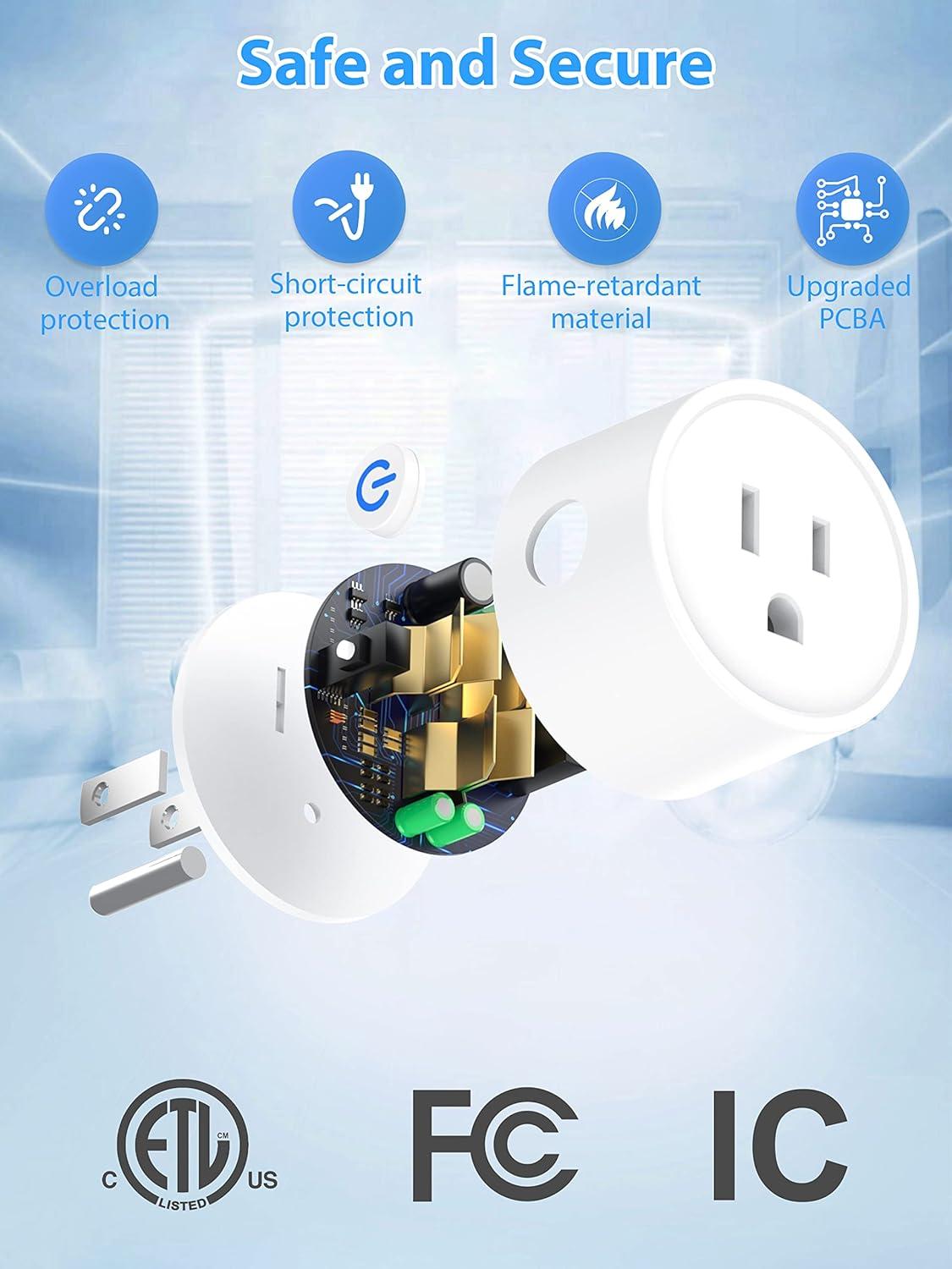 EIGHTREE Smart Plug 2025 Upgrade to 15A, Bluetooth & Wi-Fi Outlet Plug Dual Connection, Voice Control, Remote Control Outlet Timer Indoor, Smart Plugs That Work with Alexa & Google, 2.4GHz Wi-Fi Only