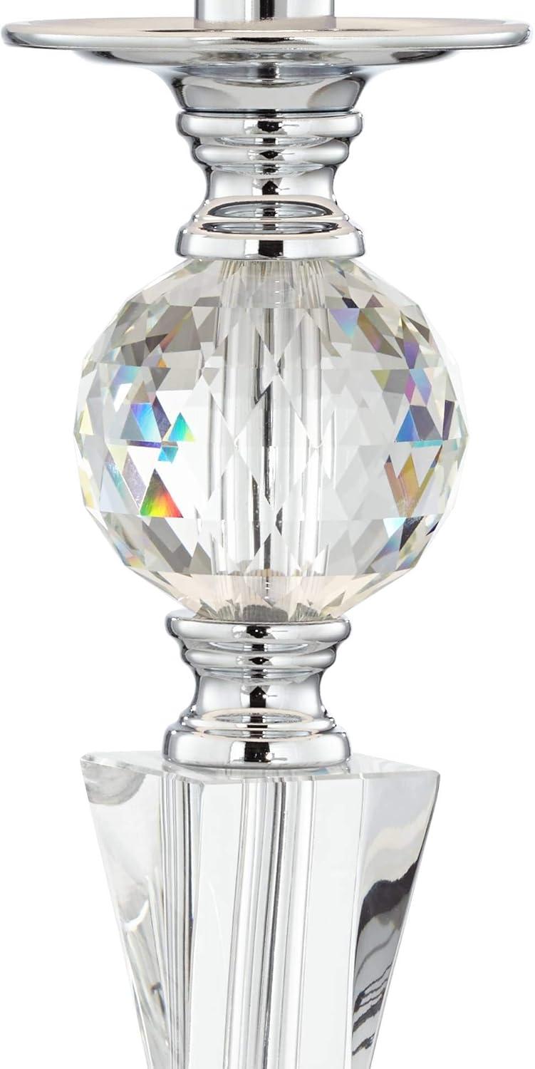 Vienna Full Spectrum Julian Traditional Table Lamp 25" High Clear Twisted Crystal Glass Column White Drum Shade for Bedroom Living Room Bedside Office