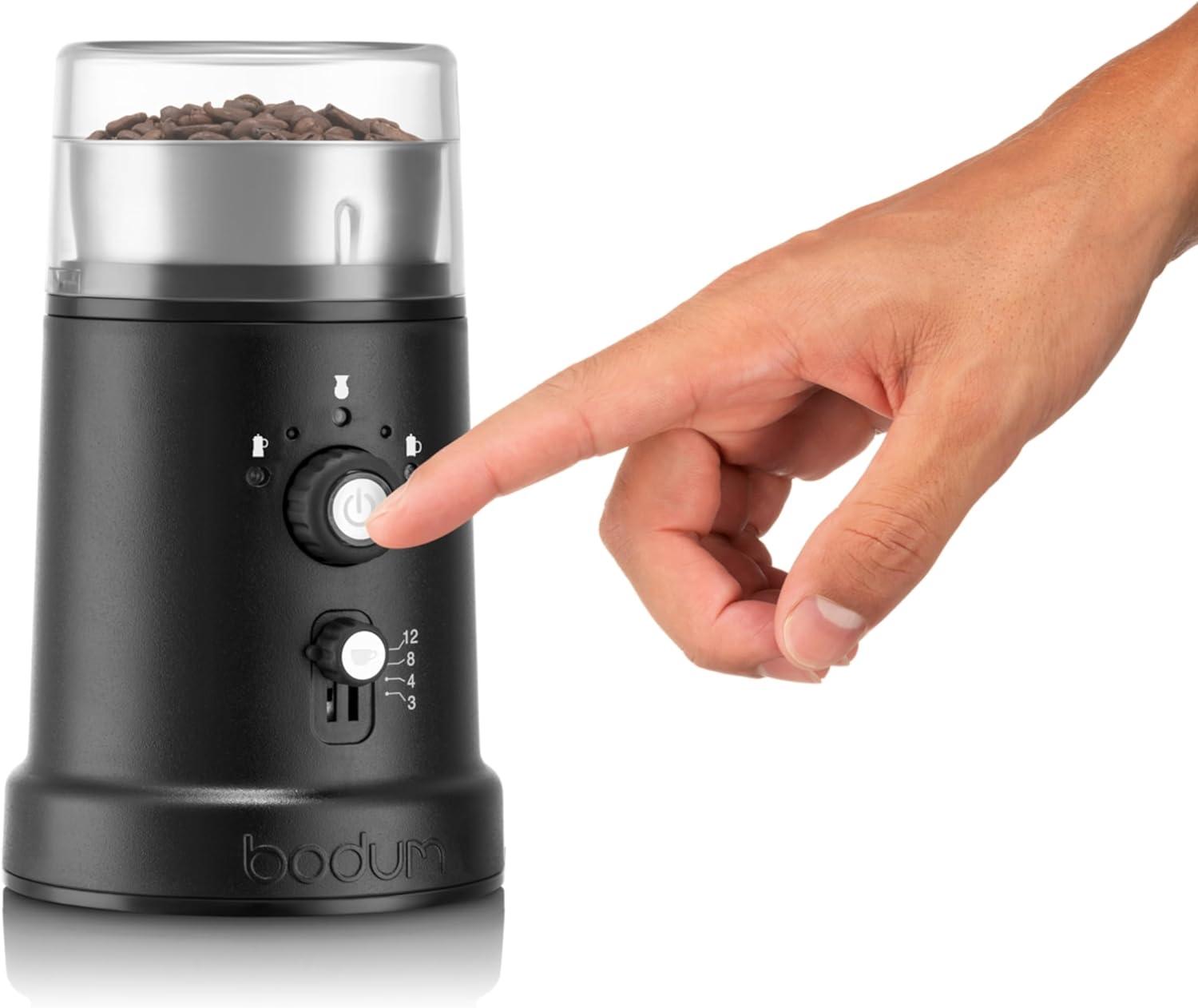 Bodum Bistro Electric Coffee Blade Grinder, Adjustable, 5 Grind Settings, 3 Ounces, Black