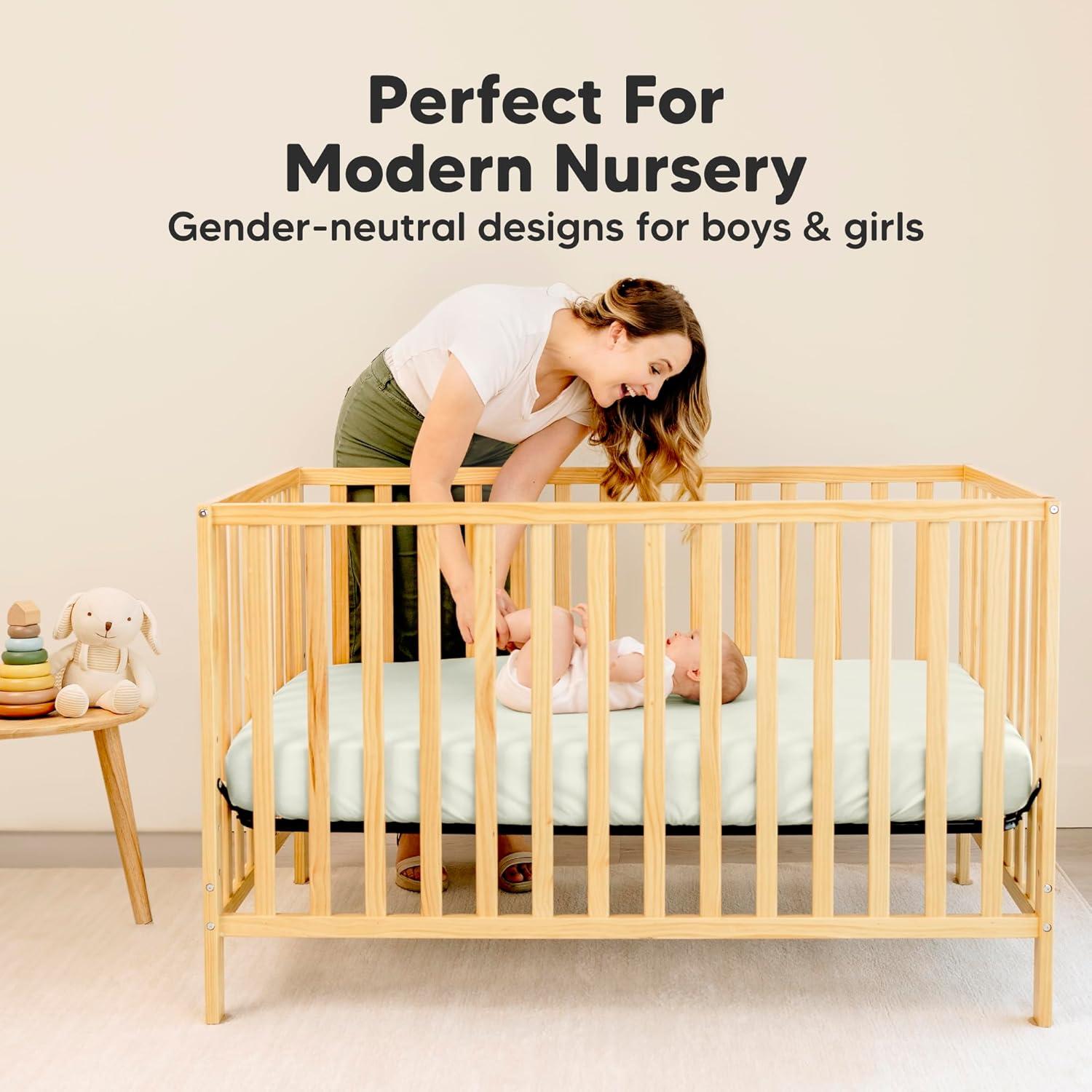 KeaBabies 2pk Soothe Waterproof Fitted Mini Crib Sheets for Girl, Boy, 100% Organic Soft Cotton Pack and Play Sheets (Oregano)