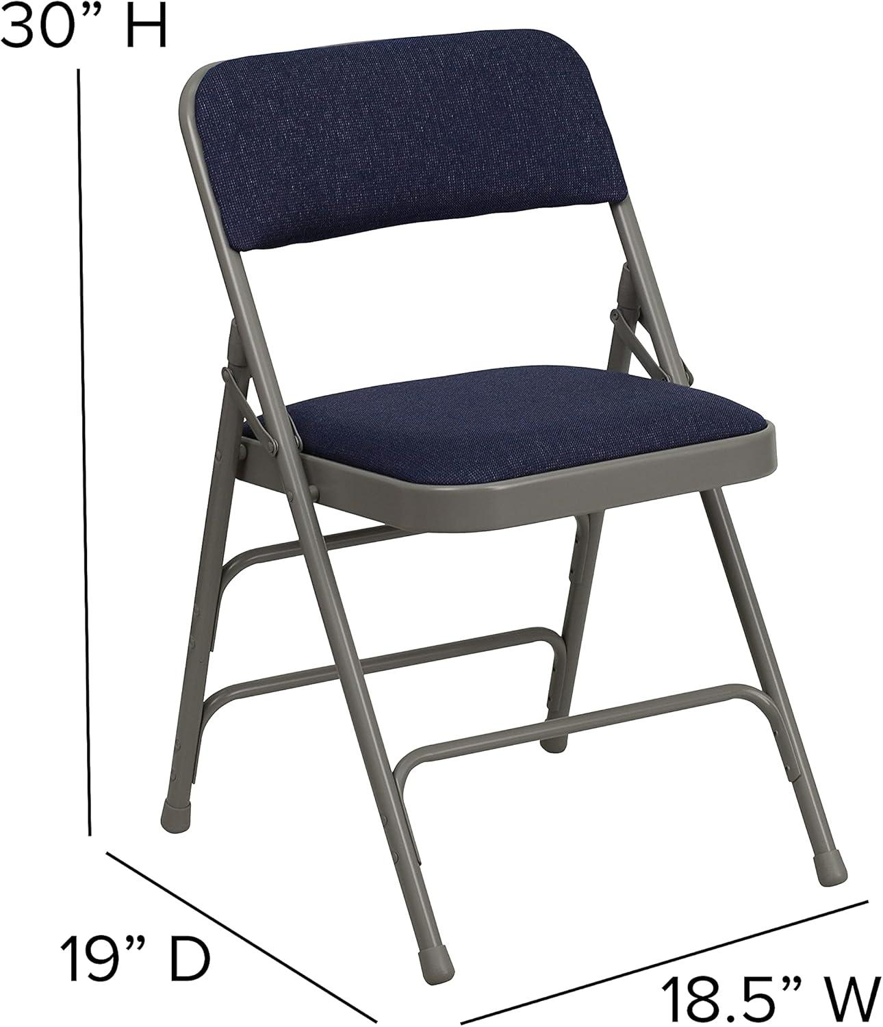 Flash Furniture 4 Pack HERCULES Series Curved Triple Braced & Double Hinged Navy Fabric Metal Folding Chair