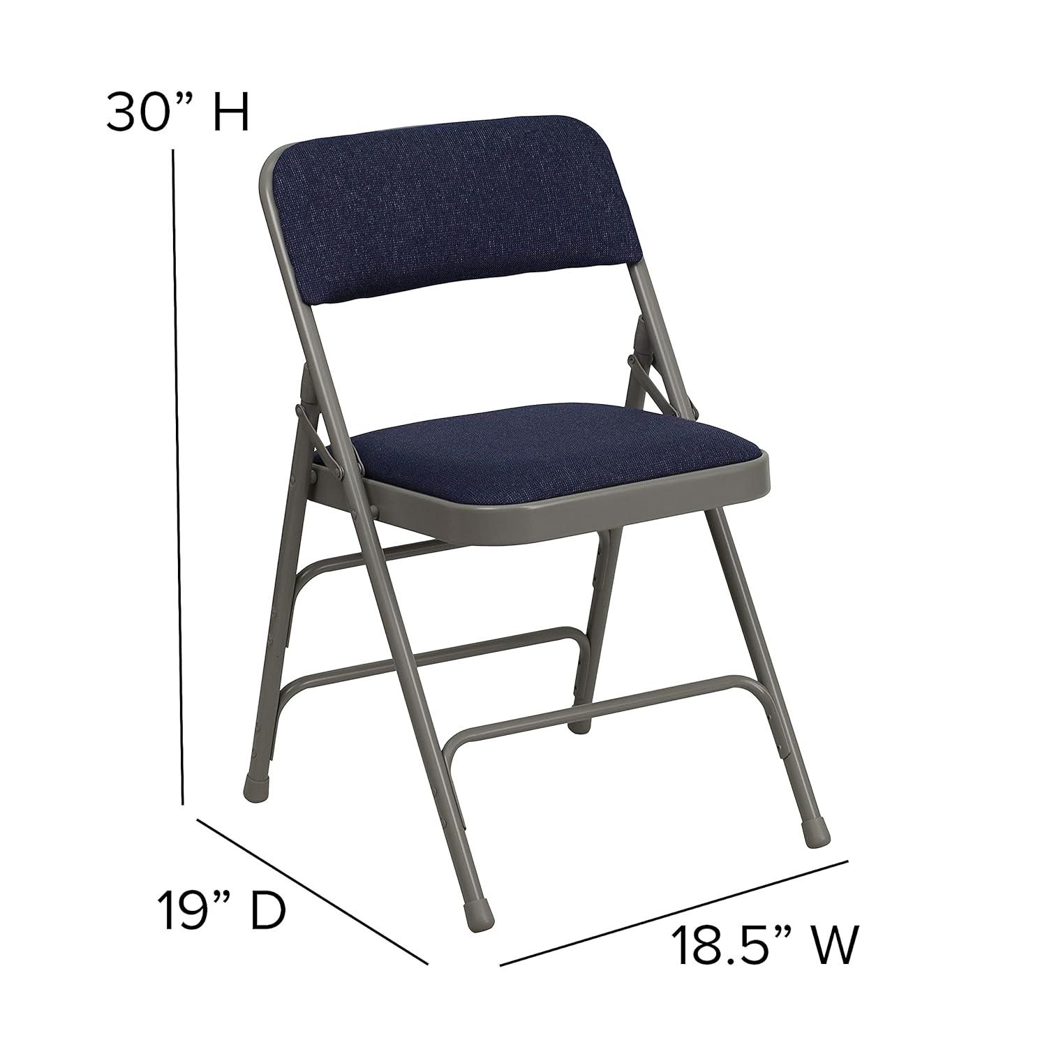 Flash Furniture 4 Pack HERCULES Series Curved Triple Braced & Double Hinged Navy Fabric Metal Folding Chair