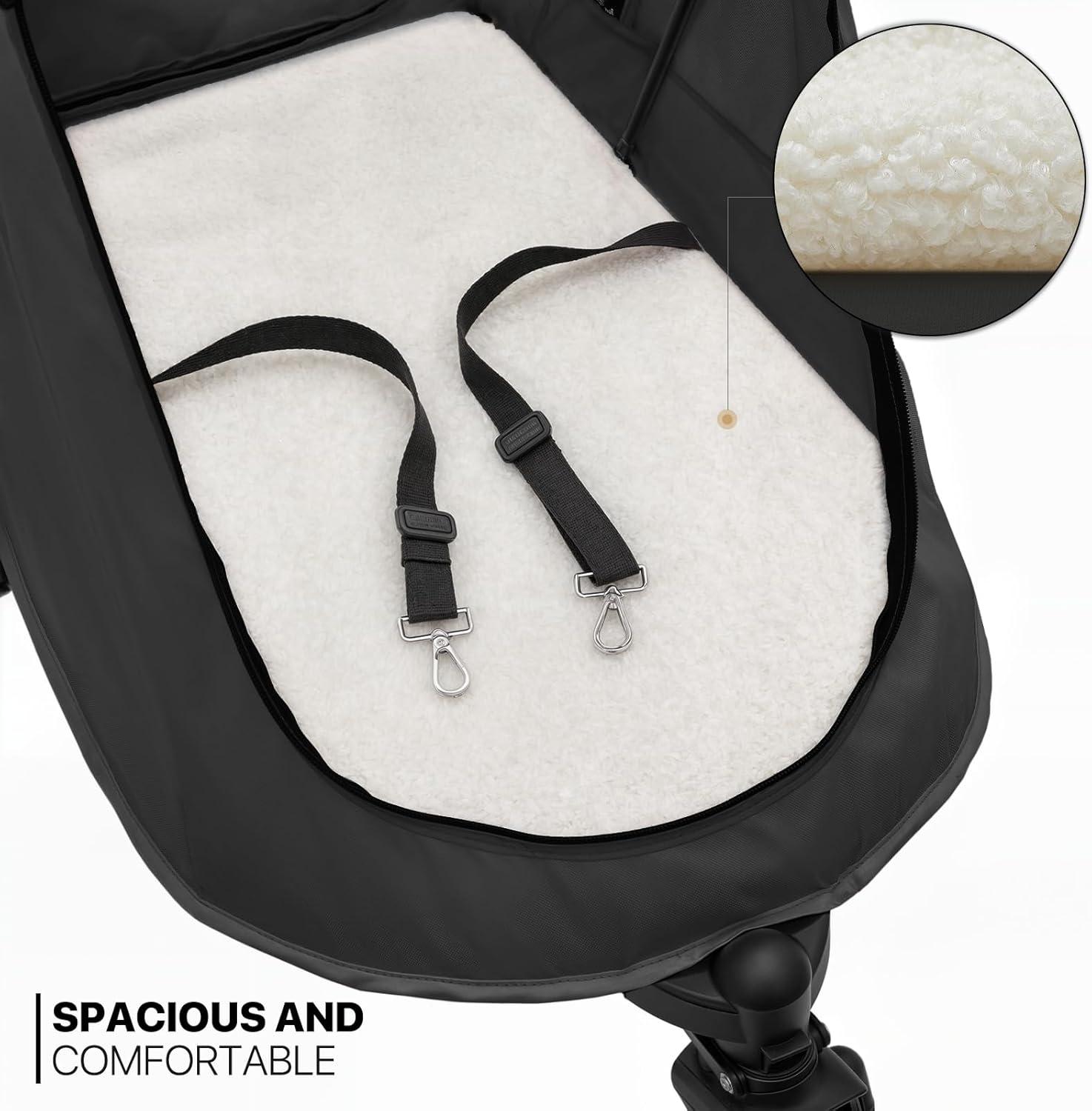 Folding 3 Wheel Pet Stroller, Foldable Dog Jogger Stroller with Adjustable Handlebar and Mesh Window