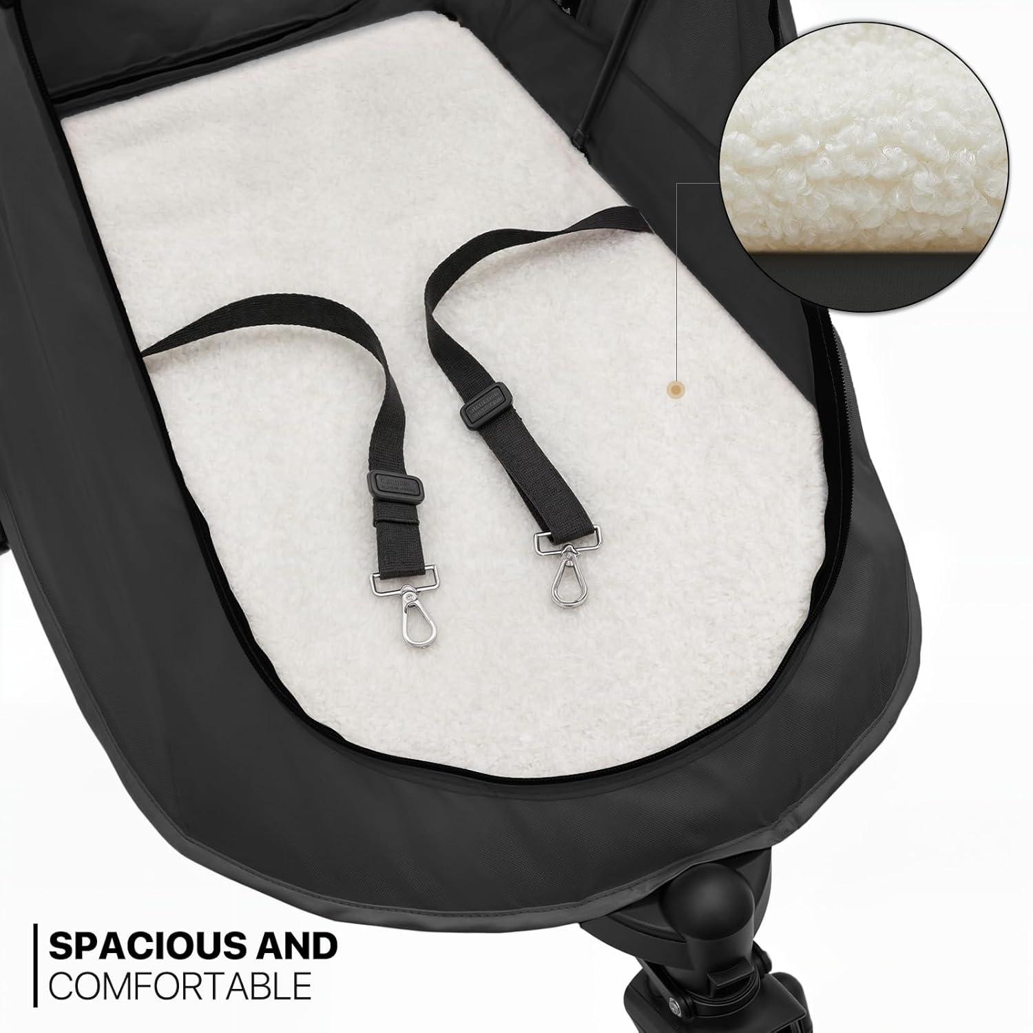 Folding 3 Wheel Pet Stroller, Foldable Dog Jogger Stroller with Adjustable Handlebar and Mesh Window