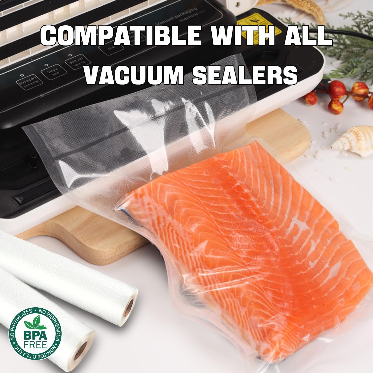 Syntus Vacuum Sealer Bags, 2 Rolls 8" x 50' Commercial Grade Bag Rolls, BPA Free Food Vac Bags for Storage, Meal Prep or Sous Vide