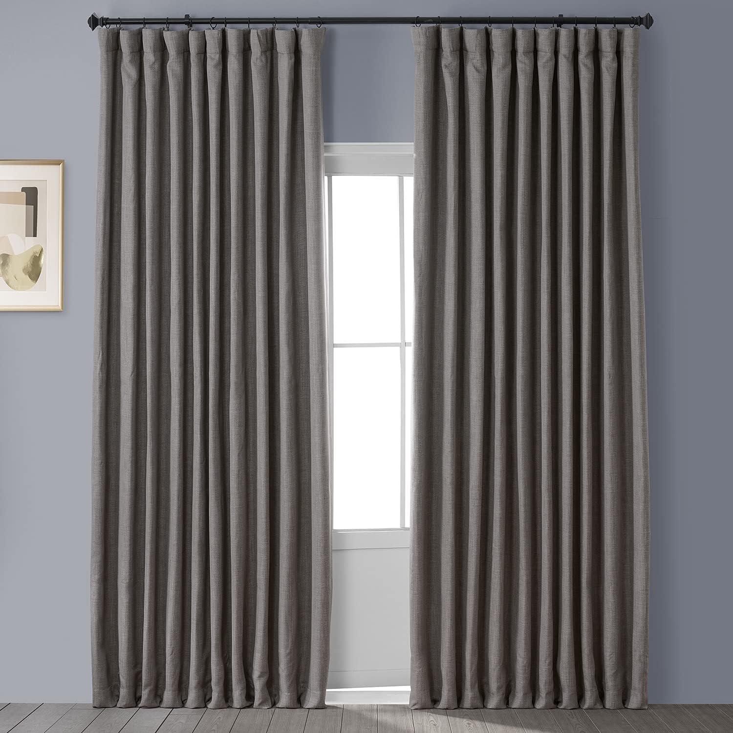 HPD Half Price Drapes Mink Extra Wide Faux Linen Room Darkening Curtains for Bedroom & Living Room Curtains (1 Panel), Door & Window Curtains 84 inch length, Rod Pocket Curtains & drapes, 50W X 108L