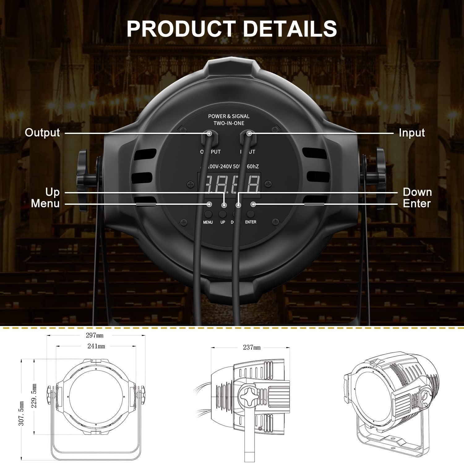 Strobe Light dj Stage Lights-BETOPPER 54 * 2W COB LED Super Bright DMX DJ Lights with Barndoors White/Off White Lighting 5000 Lumens for Theater,Photostudio,Home Decoration,Party,Church Event,Wedding