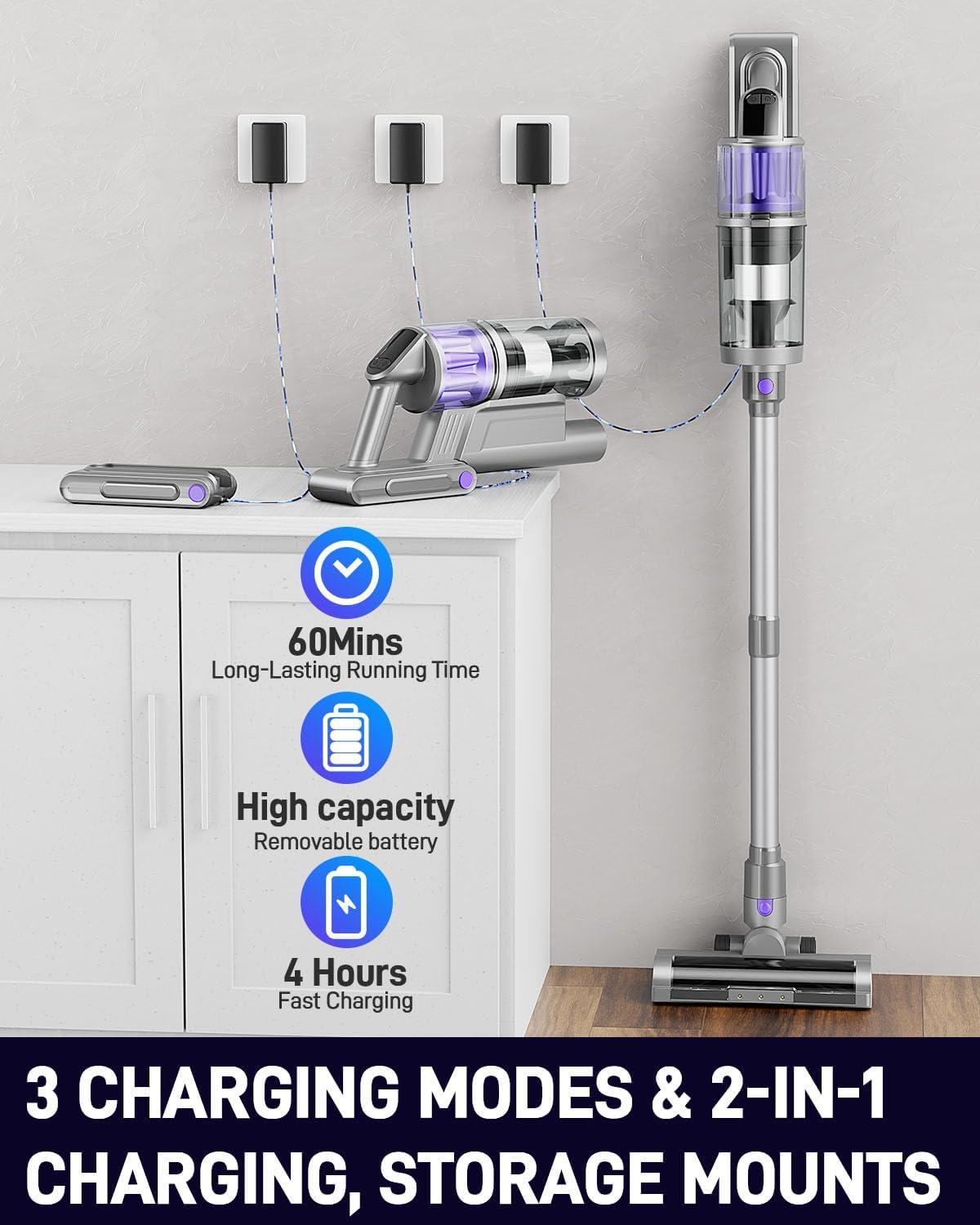 Cordless 3-in-1 Handheld Portable Home Hold Vacuum Cleaner, Upright Pet Hair Vacuum Cleaner, Stick Vacuum Cordless Rechargeable
