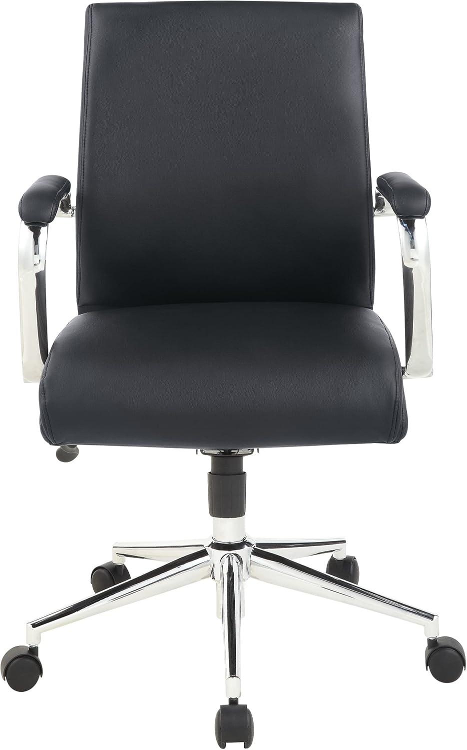 Mid Back Manager's Chair with Dillon Black Fabric and Chrome Base