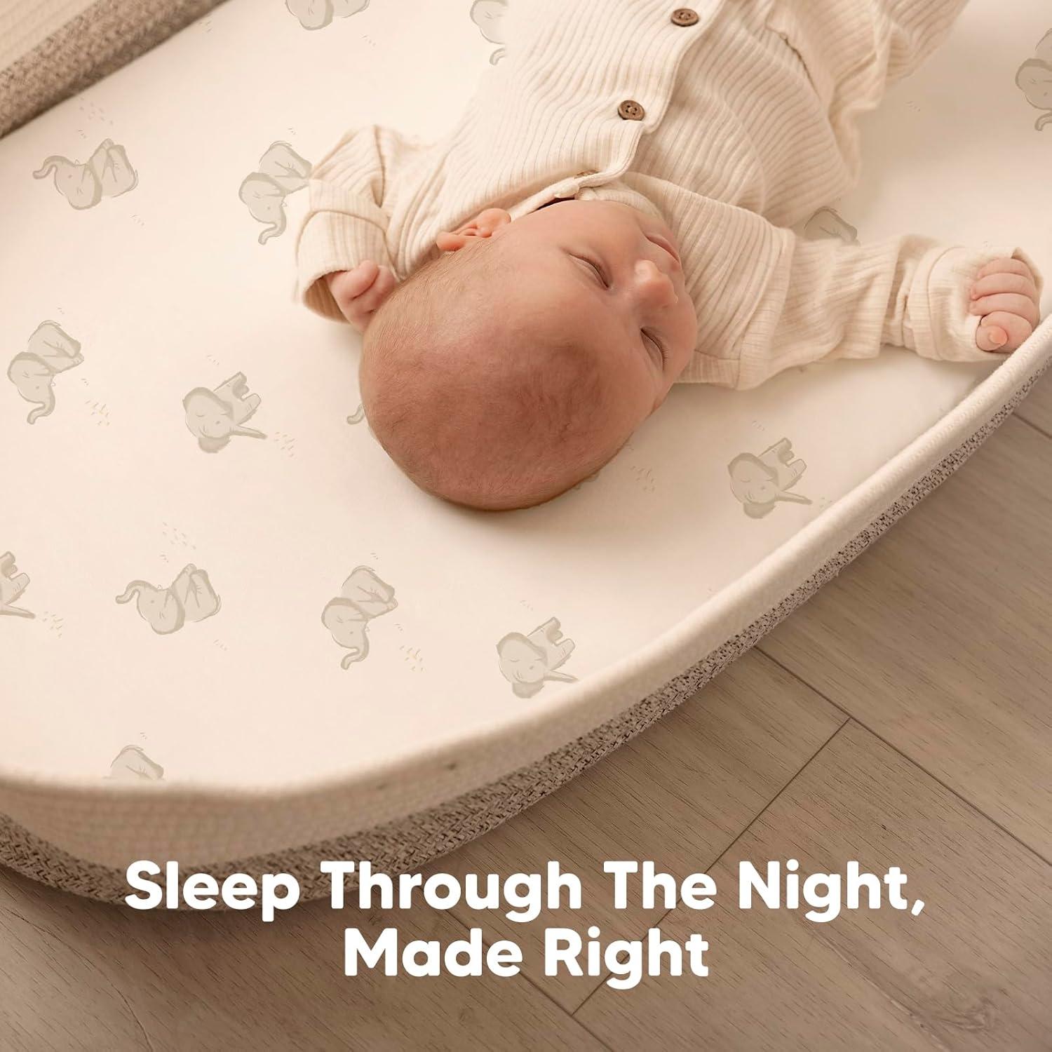 KeaBabies Organic Bassinet Sheet for Baby Girls, Boys, 2-Pack Soothe Bassinet Fitted Sheets, Bedside Bassinet Mattress Sheet (Herb)