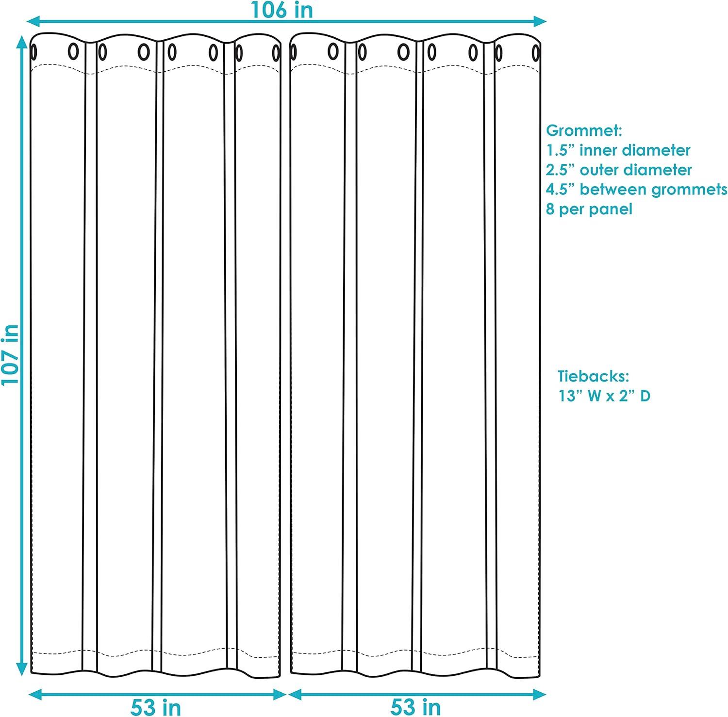 Sunnydaze Modern 2-Piece Blue and White Stripe Light-Filtering Curtain Set