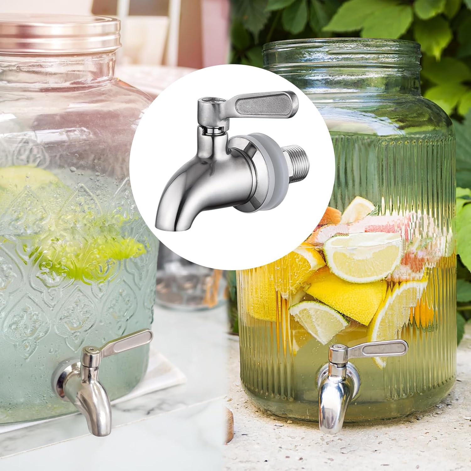 Polished Stainless Steel Beverage Dispenser Replacement Spigot Set